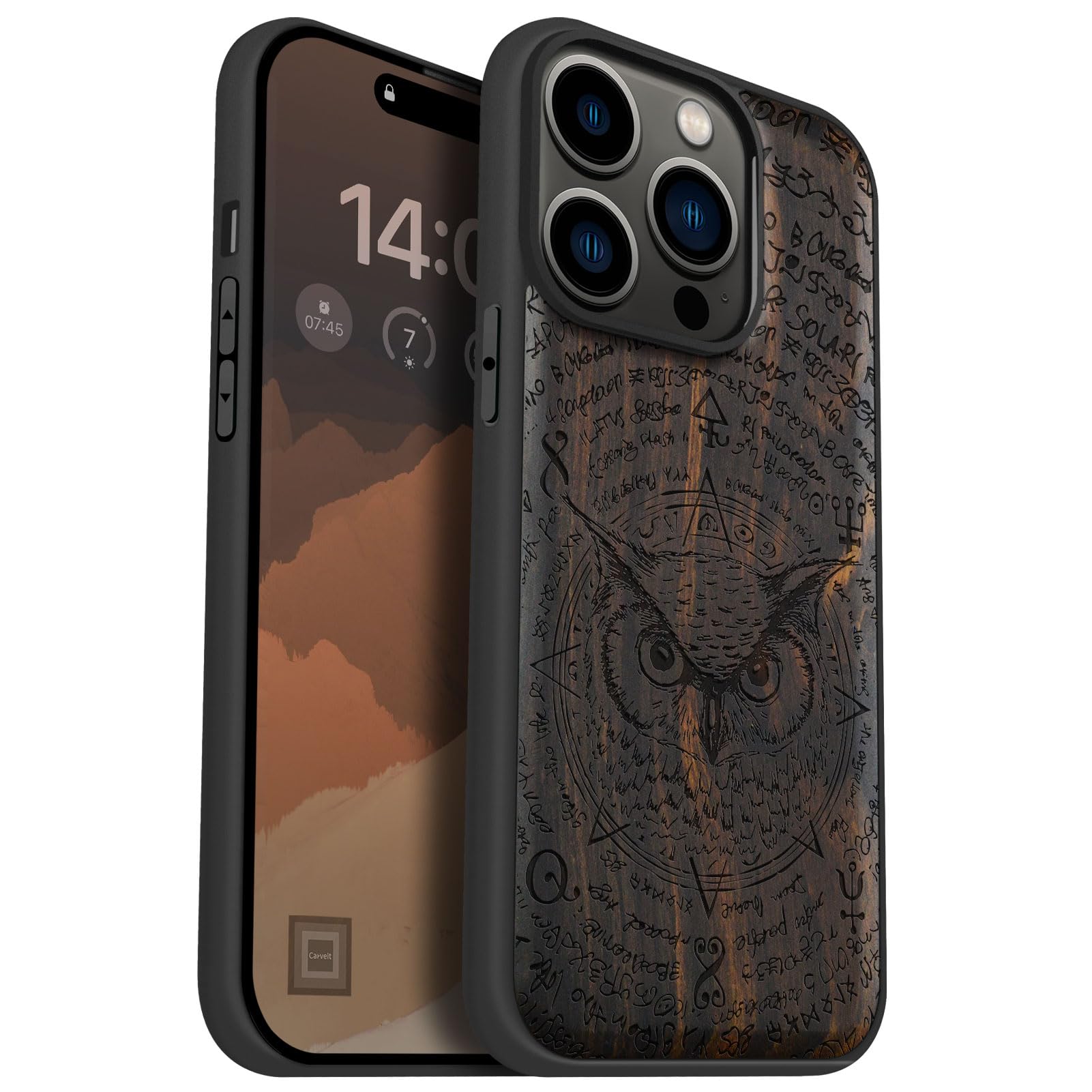 Carveit Funda Para IPhone 14 Carcasa [Madera Y Silicona Híbrido