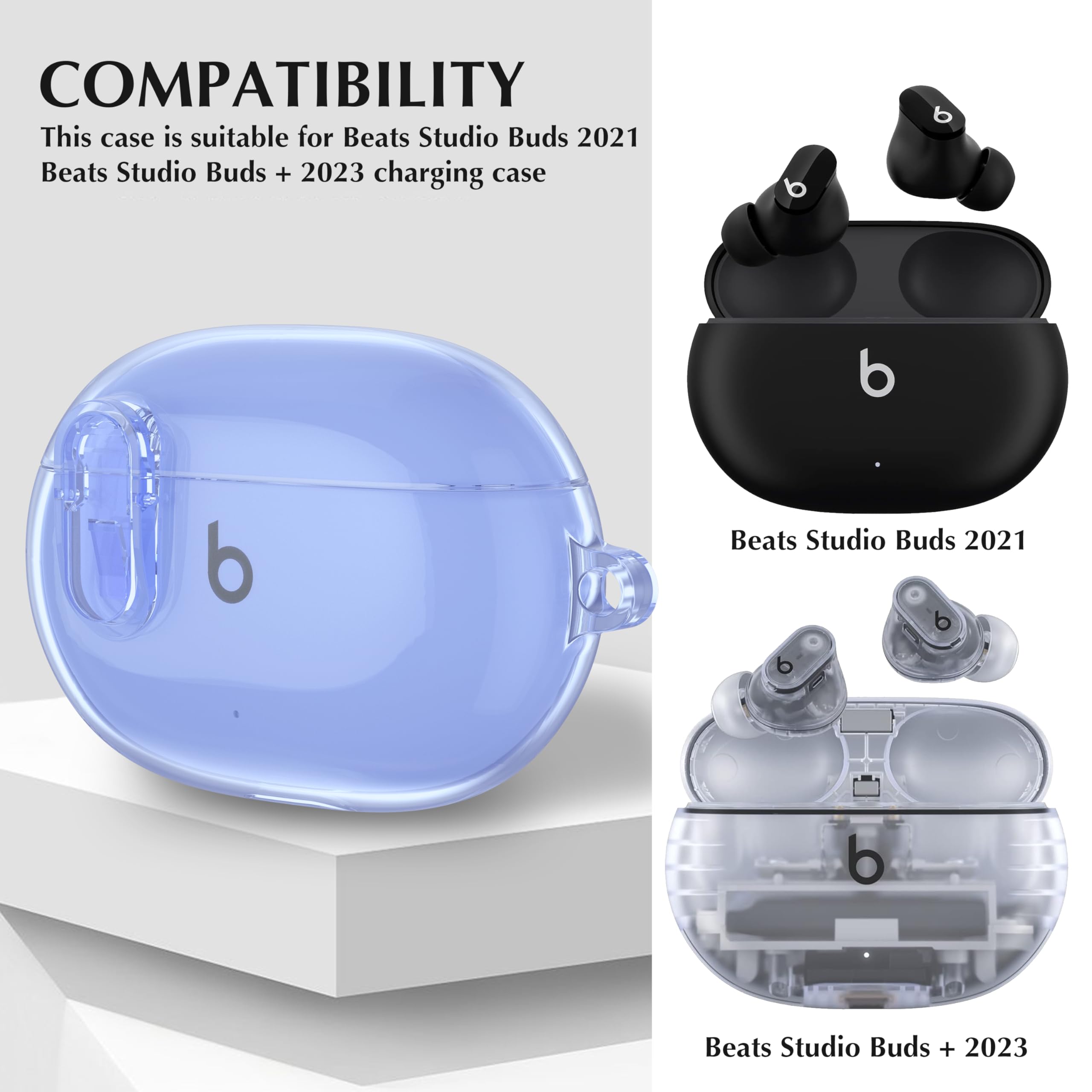 Valkit Compatible Beats Studio Buds 2021/Studio Buds + 2023 Clear Case with Cleaner Kit & Lock, Soft TPU Beats Studio Buds Plus Shockproof Protective Cover Case