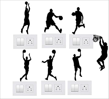 Decals Stock Basketball Players Wall, Fridge, Switchboard Sticker Panel Sticker Multicolor PVC Vinyl Matte,Sheet Size- 25Cm X 25Cm