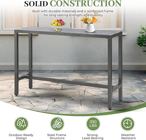Miniatura 47 de Mesa de barra de altura de mostrador de patio al aire libre, rectangular de 47 pulgadas para patio, jardín, balcón, junto a la piscina