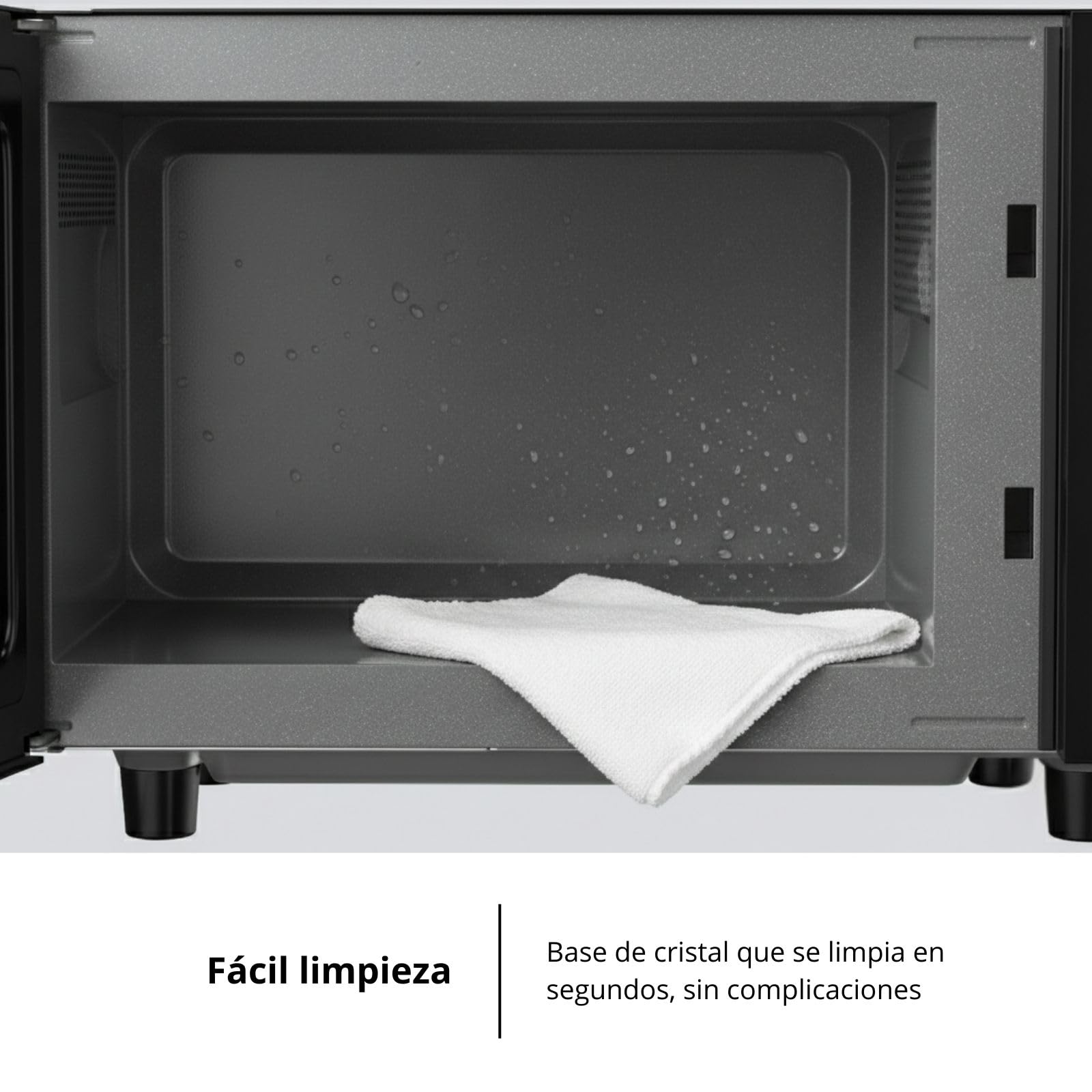 Corberó – Microonde senza piatto girevole con griglia | CMICW8023DF | 23L | 800W | Auto Menu | 5 Livelli di Potenza | Digital Touch | Funzione Sbrinamento | Pizza | Nero