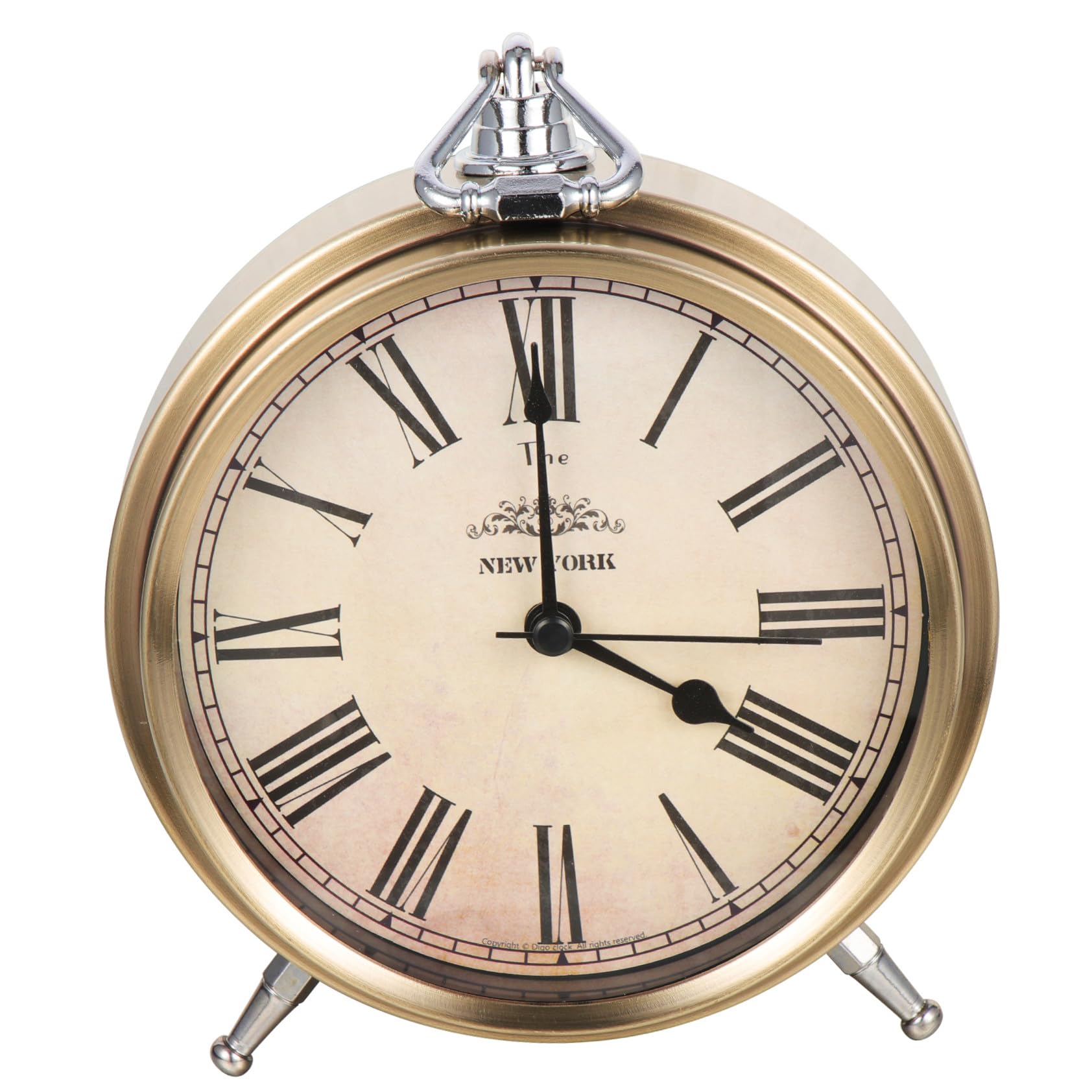 Tofficu Retro Wecker mit Batterie Betrieben Metall Tischuhr Dekoration für Wohnzimmer oder Flur Präzise und Leiser Alarm Vintage Stil ohne Ticken