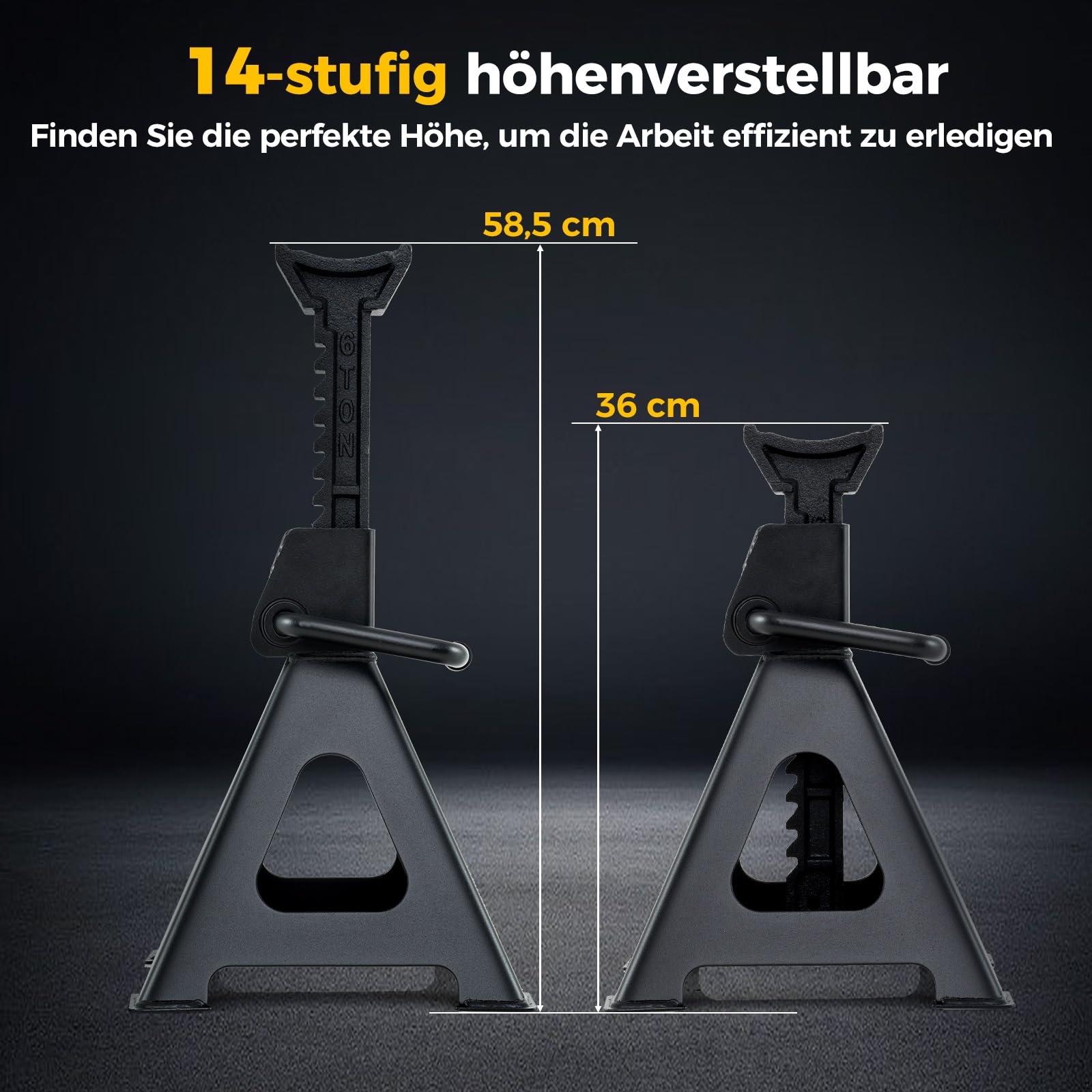 COSTWAY 2 kołyski podporowe 6T, 14 stopni, regulacja wysokości 360-585 mm, obsługa jedną dźwignią, stojak do samochodu, SUV-a, ciężarówki, kampera