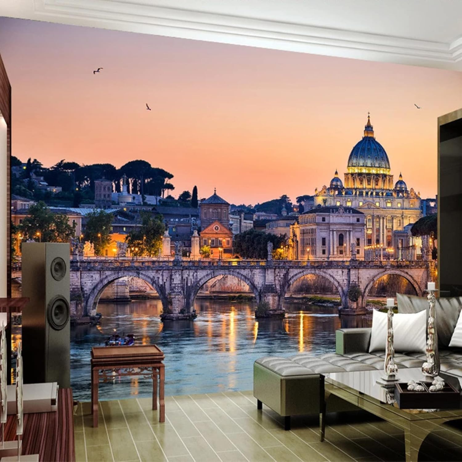Décoration murale 3D architecture de ville pour salon et chambre 150x105 cm