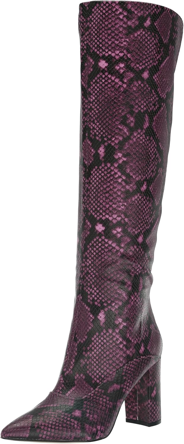 GUESS Women's Ladie Knee High Boots, Berry Snake, 10