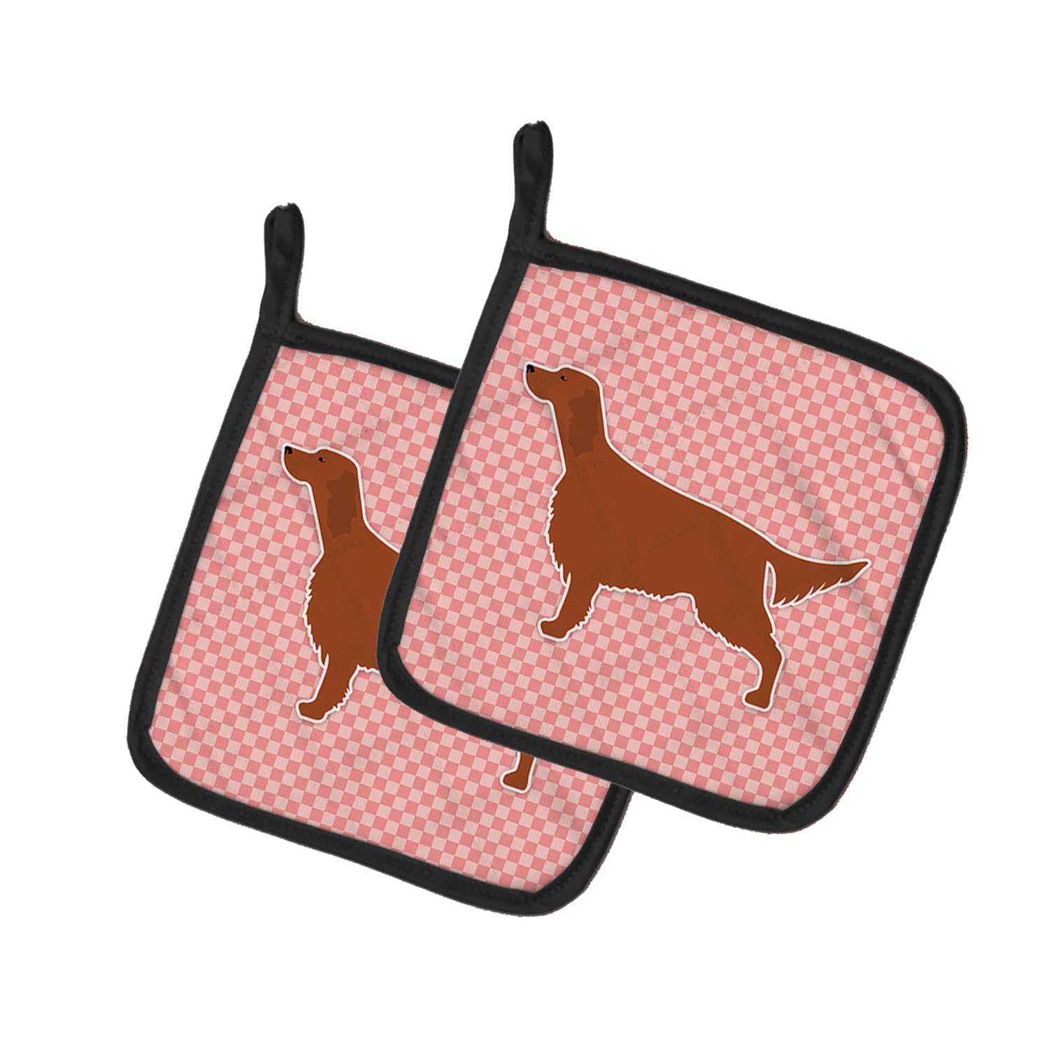 Caroline's Treasures Irish Setter BB3593PTHD - Par de agarraderas para ollas, diseño de Tablero de ajedrez, Color Rosa