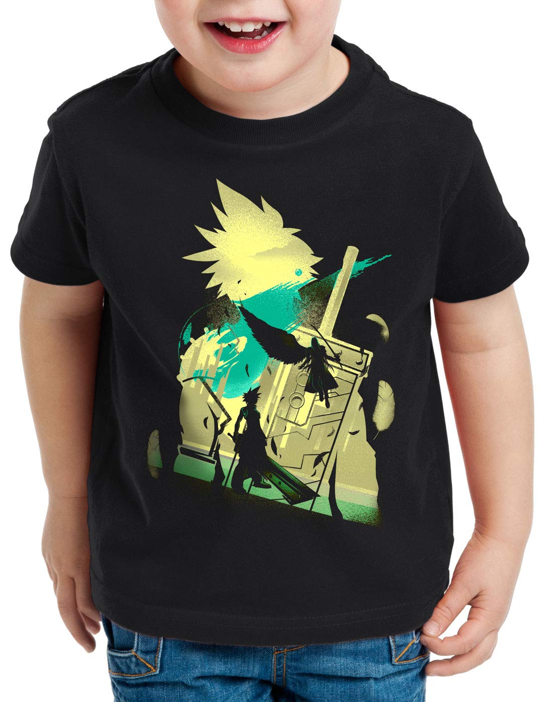 Style3 VII Fantasy Battle T-Shirt Per Bambini E Ragazzi: Maglietta In Cotone Con Stampa Originale Videogame (Avalanche Sephiroth), Vestibilità Regolare