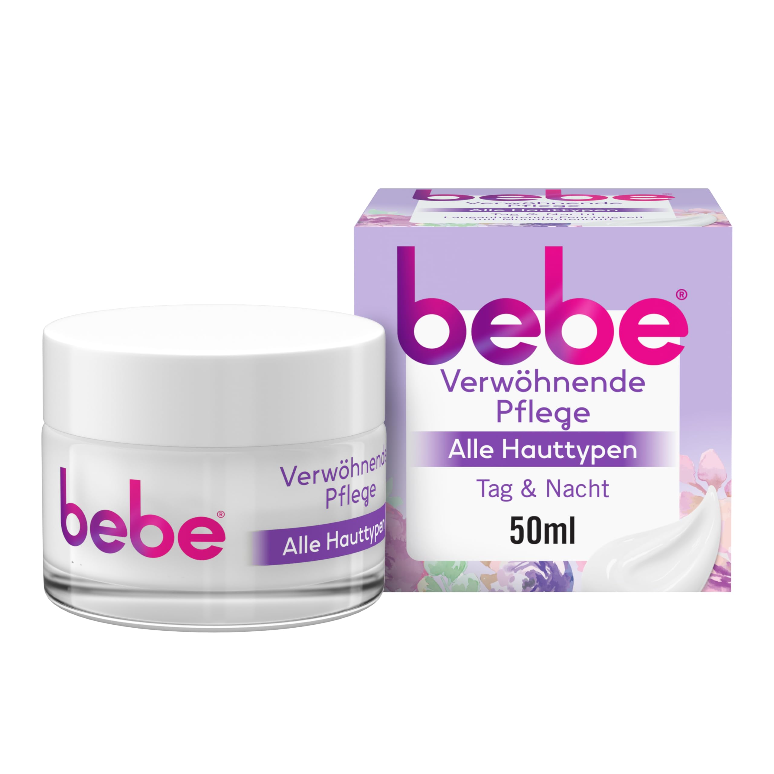 bebe verwöhnende Pflege 50ml, langanhaltende Feuchtigkeitsspendende Gesichtspflege mit Mondblütenduft für ein angenehmes, weiches Hautgefühl für alle Hauttypen