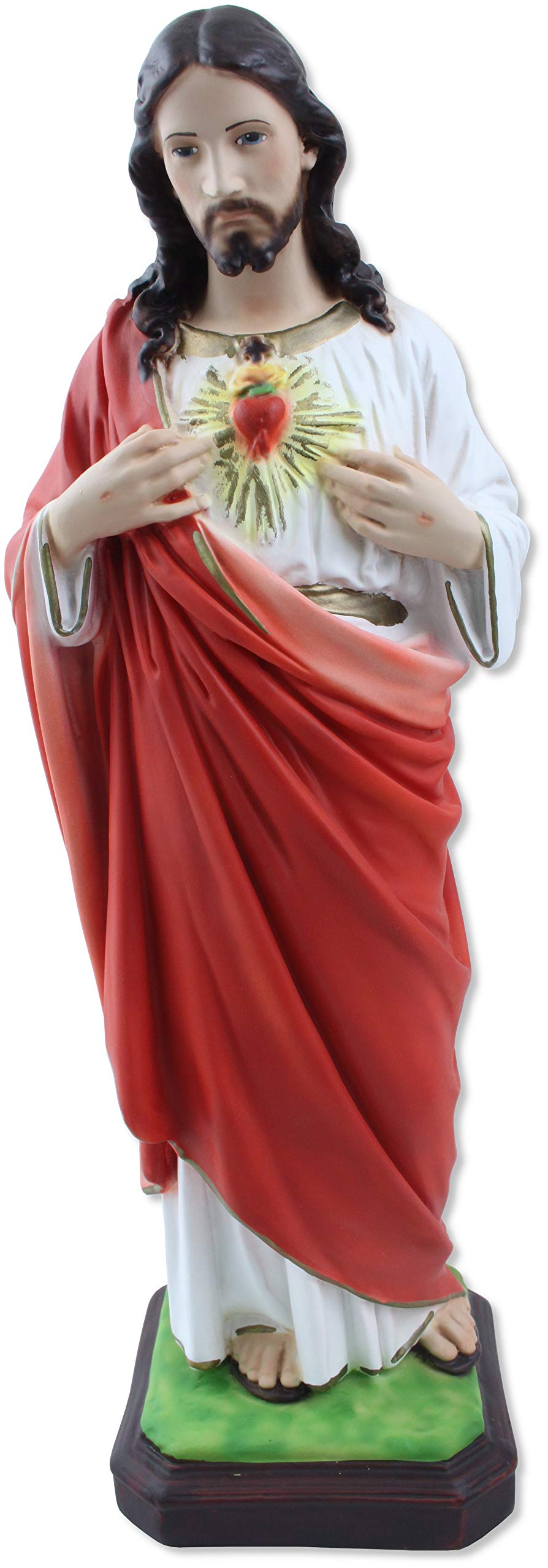 Proposte Religiose Statua del Sacro Cuore di Gesù in resina. Altezza cm 40. Dipinta a mano.