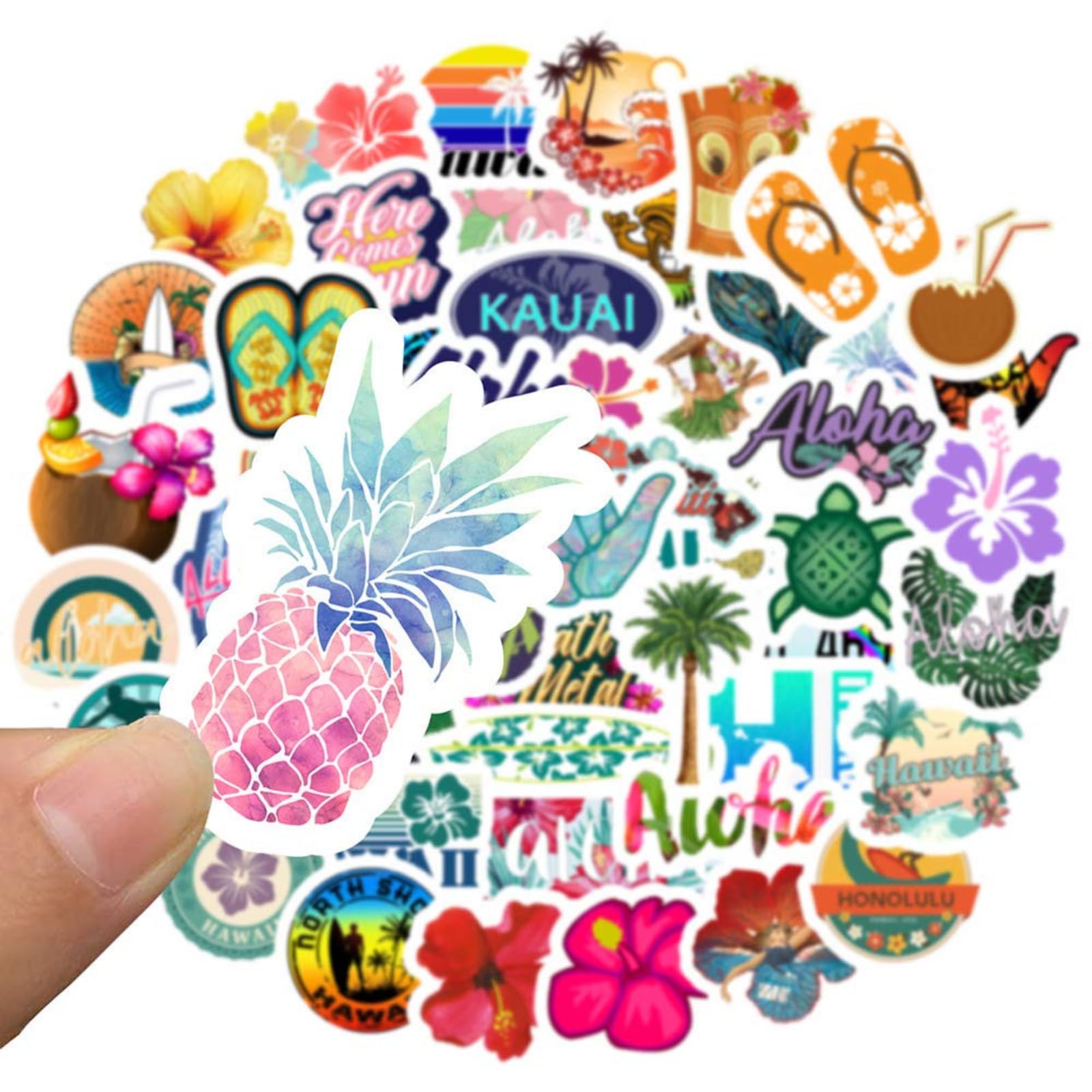 Amazon | 【50枚セット】ハワイアン ステッカー 可愛い 防水シール 