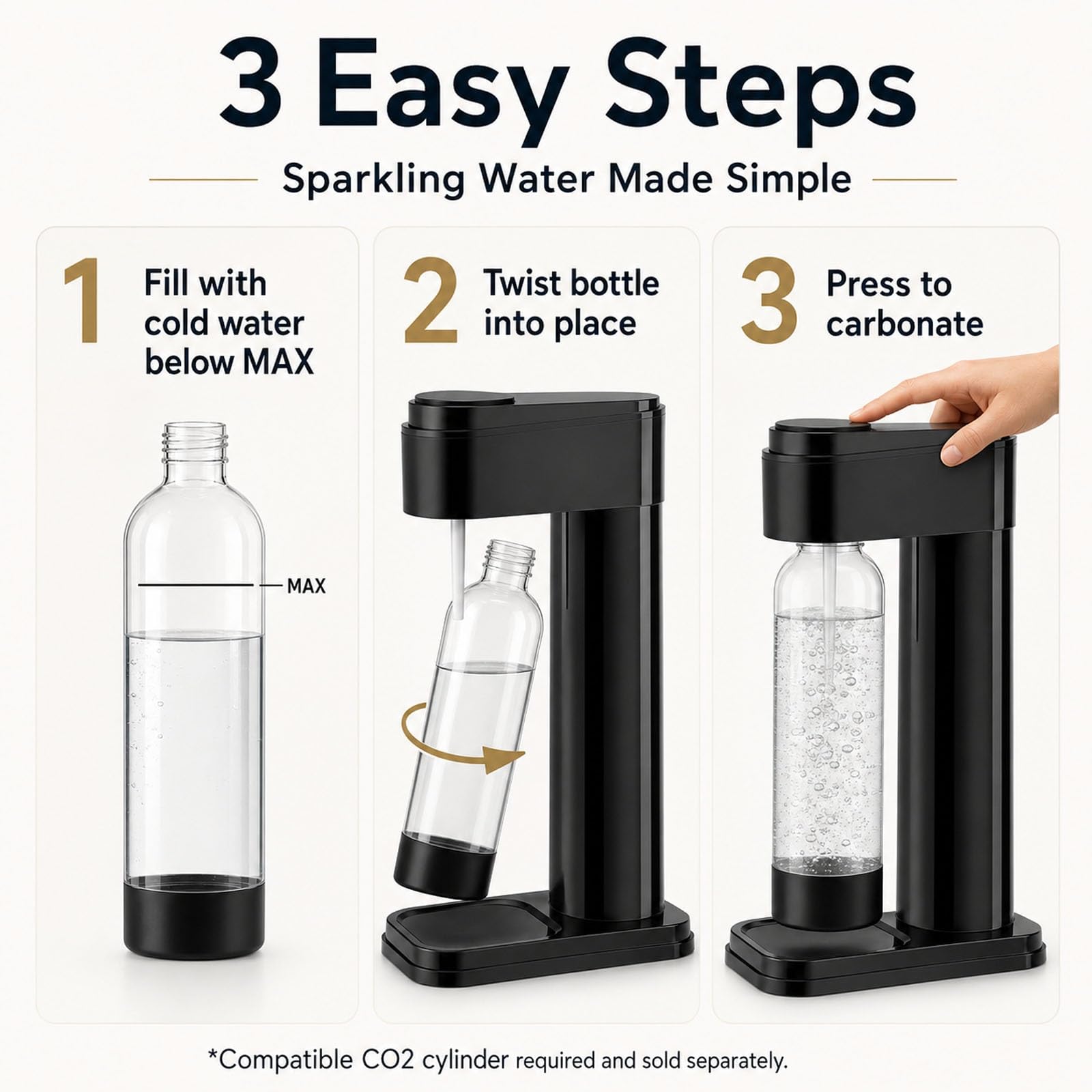 Máquina Para Hacer Agua Con Gas Y Refrescos Con Botella Reutilizable De 1 L | Máquina De Agua Con Gas Casera Y Fácil De Usar Para Bebidas, Sin Electricidad, Carbonatadora Para Encimera De Cocina(White)