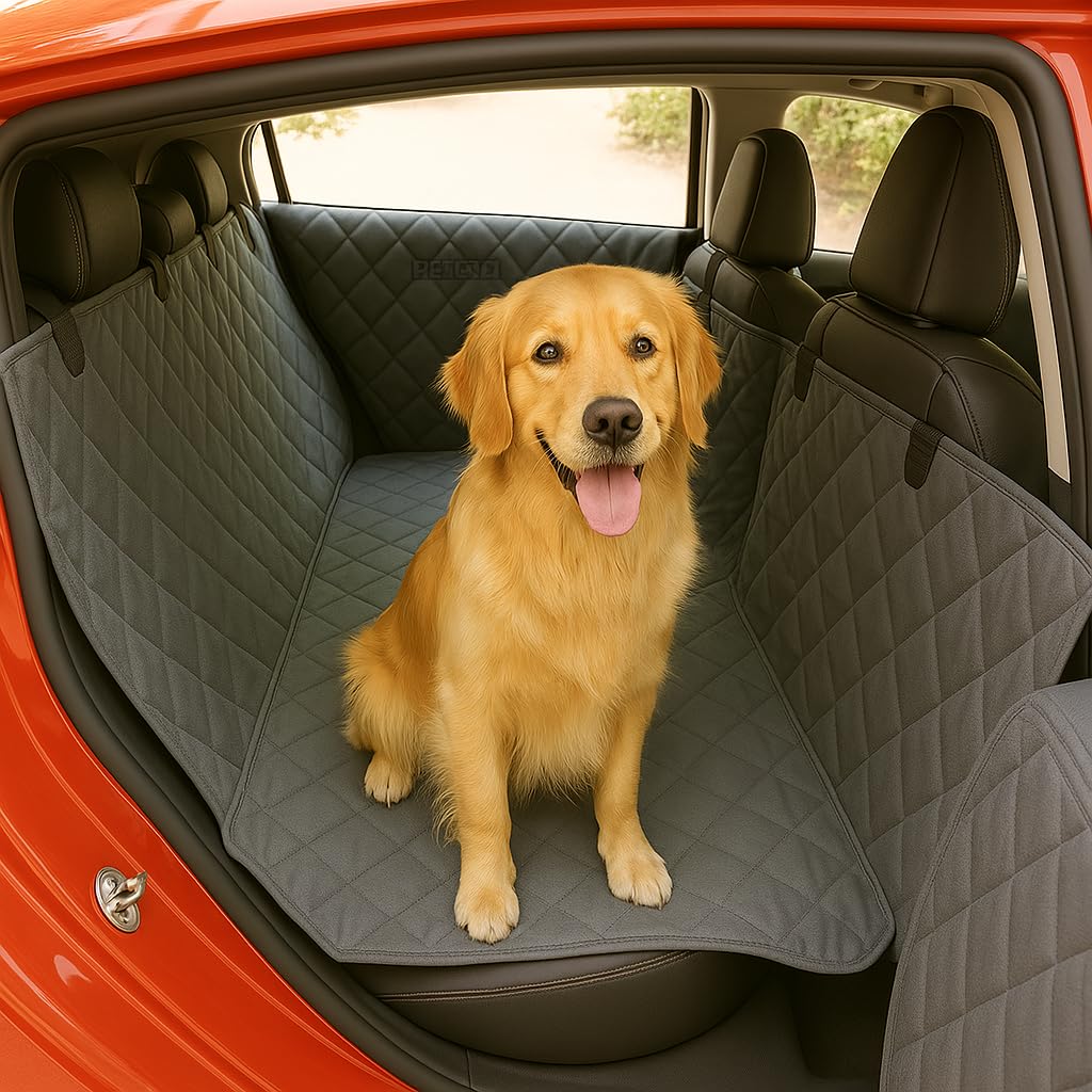 Dog Car Seat Cover with Door Scratch Protector - Sedans, Mid-Size SUV, Mid-Size Trucks - Dog Car Hammock - Waterproof Car Seat Protector