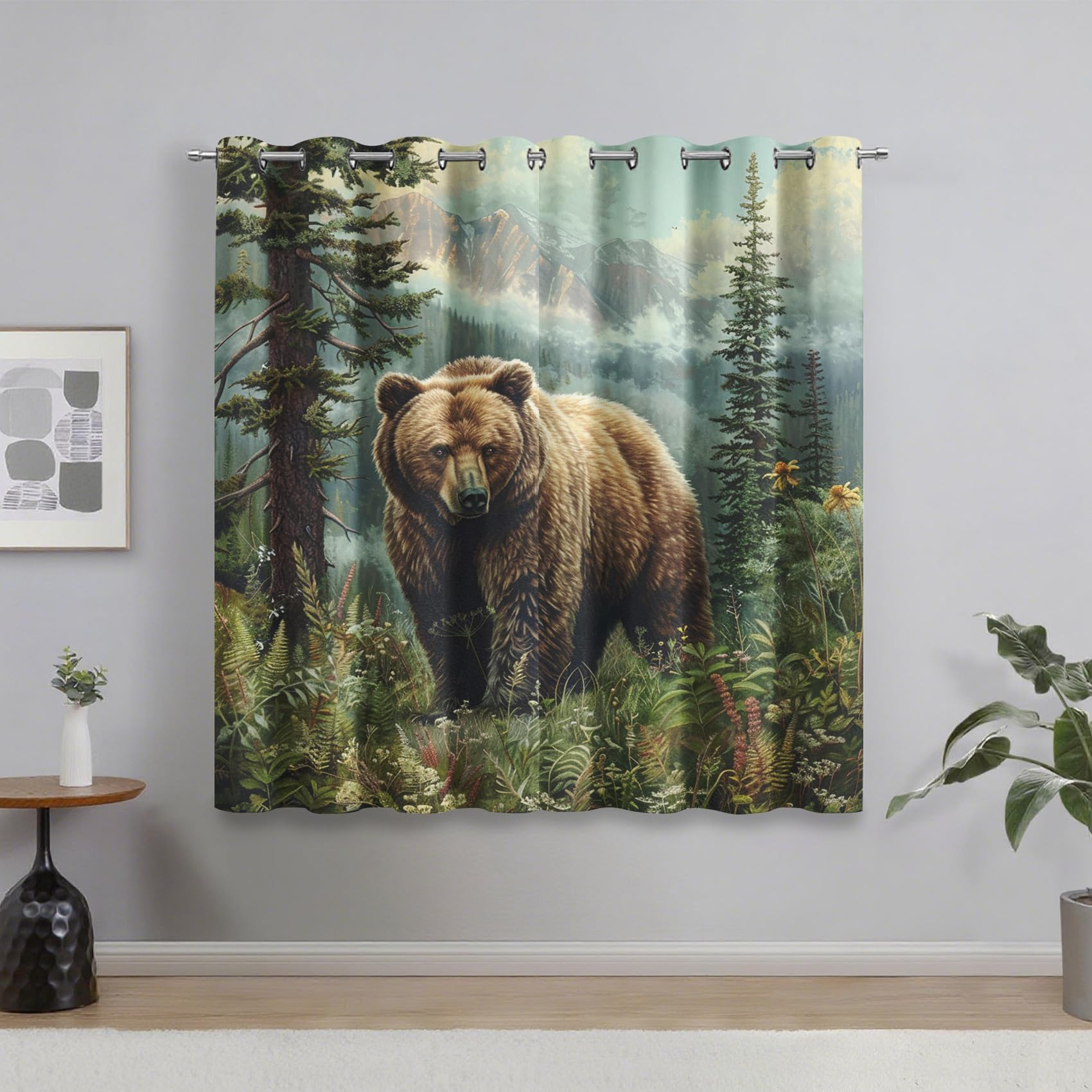 Générique Rideau Occultant Ours Forêt, 75x166 cm (LxH)