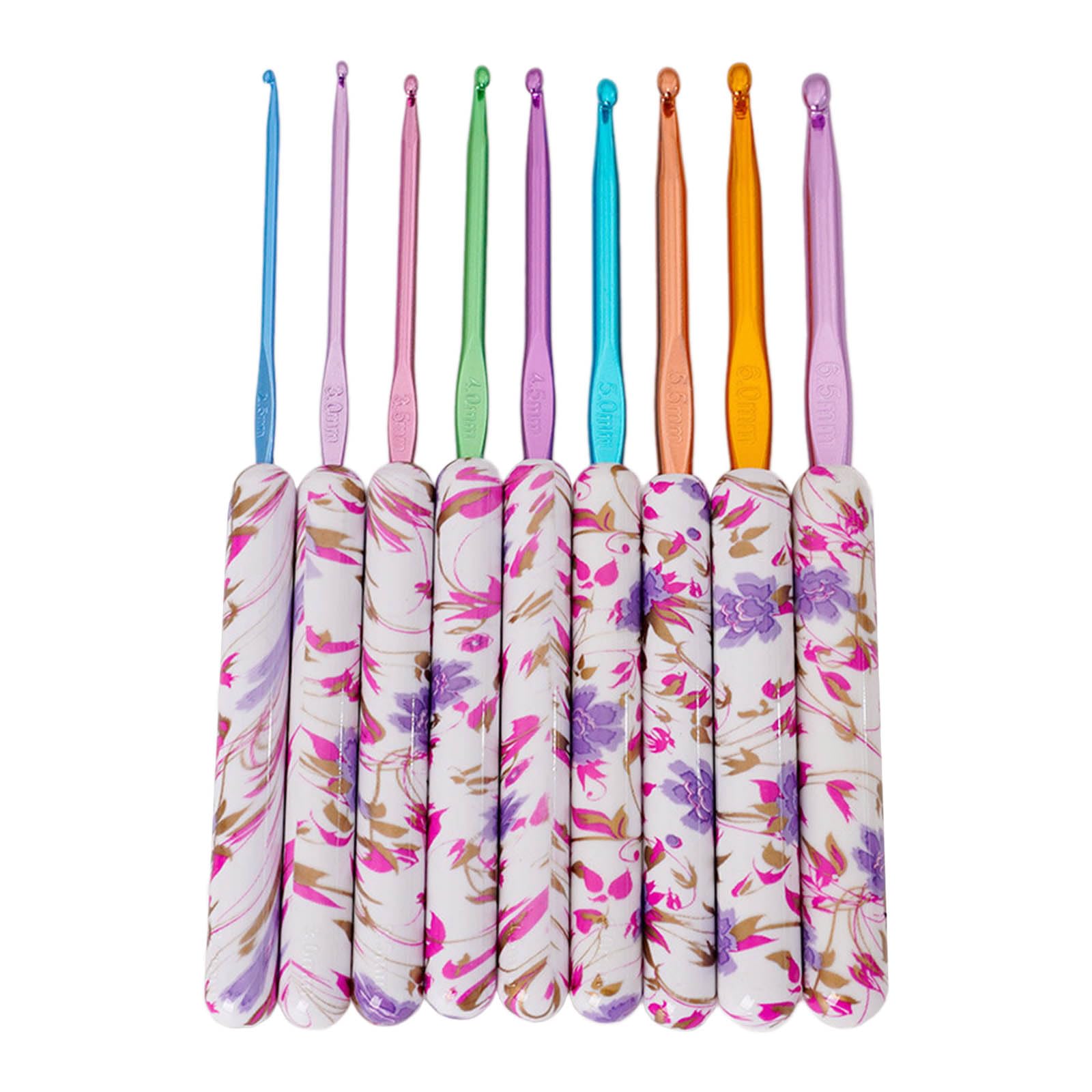 9Pcs Professional Long Handle Crochet Hooks, 2.5mm-6.5mm Ergonomic Crochet Hooks Set, Needle for Beginner Home Crocheting Equipment