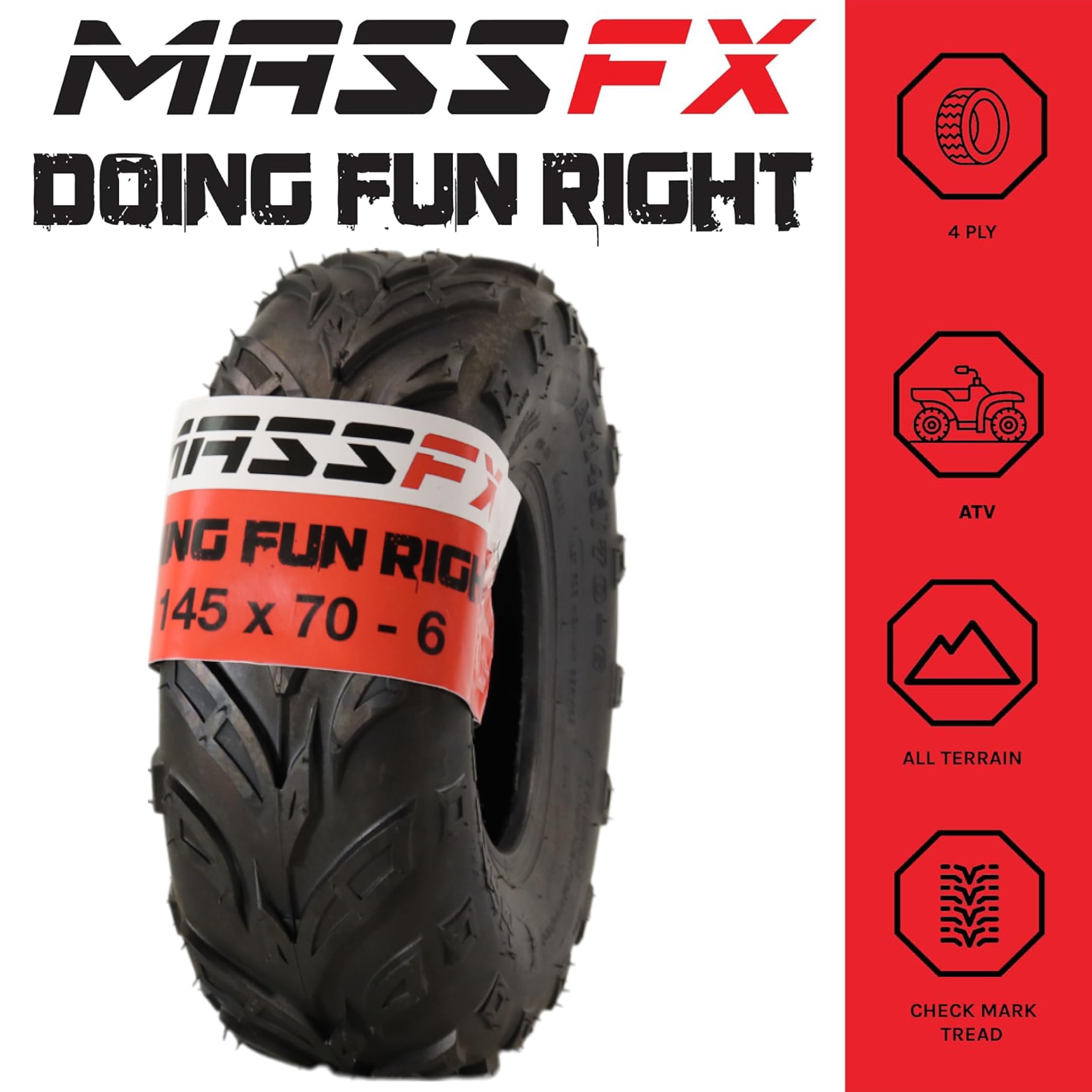 MaxAuto 145 70-6 ATV Tires 145/70-6 Mini Bike Tires 145 70 6 ATV & Go Kart Street Mini Bike Tires, 4Ply Tubeless Off-road Tire, Set Of 2 In | Whizz Trail - Foto 3
