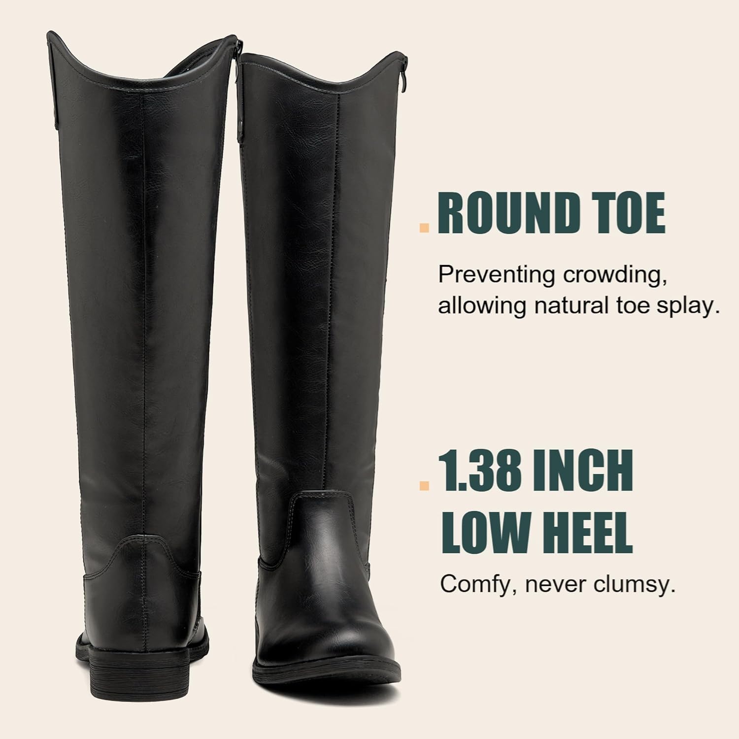 Vepose Women's Knee High Boots 956 Wide Calf Zipper Tall Fashion Boots - Image 7