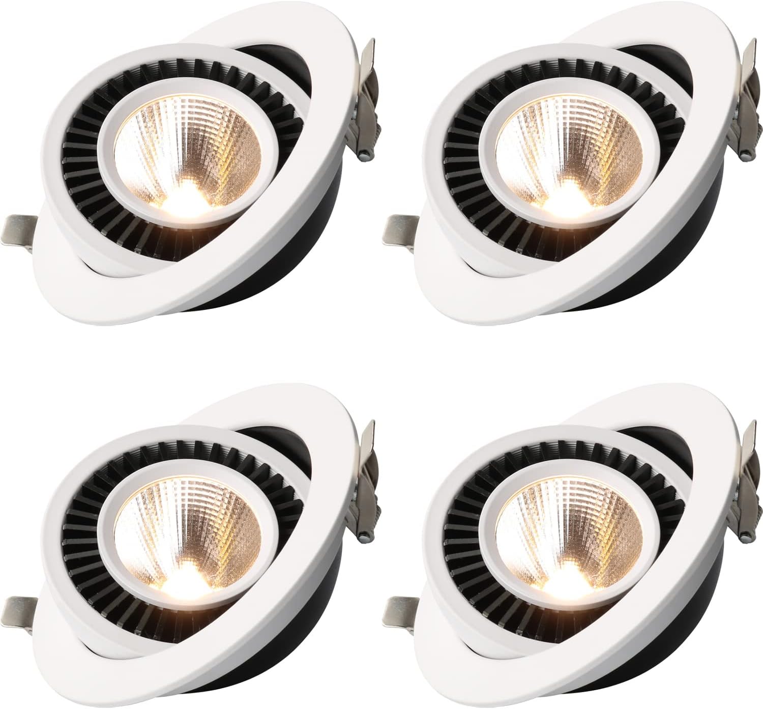 LED Recessed Spotlights 4.5 Inch 4-Pack,12W COB Gimbal Recessed Lighting,CRI90 1200LM Non-Dimmable Ceiling Downlight
