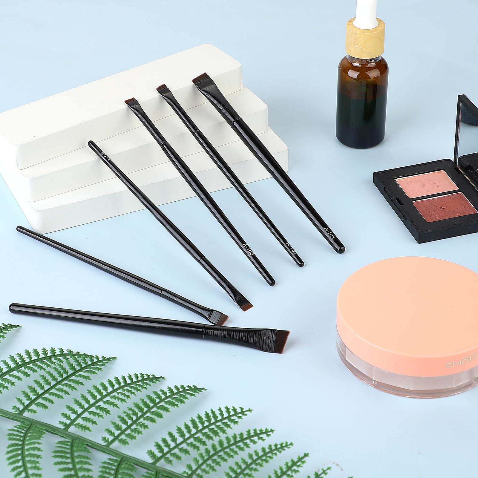 Hariendny 6 Pcs Eyebrow Eyeliner Brush Set, Brow Tint Brushes, Angled Precision Eye Makeup Brushes, Ultra Thin Flat Makeup Brush, Eye Makeup Brushes Tool, Black