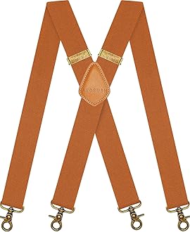 Vintage Suspenders for Men Heavy Duty 4 Snap Hooks for Belt Loops Adjustable X Back