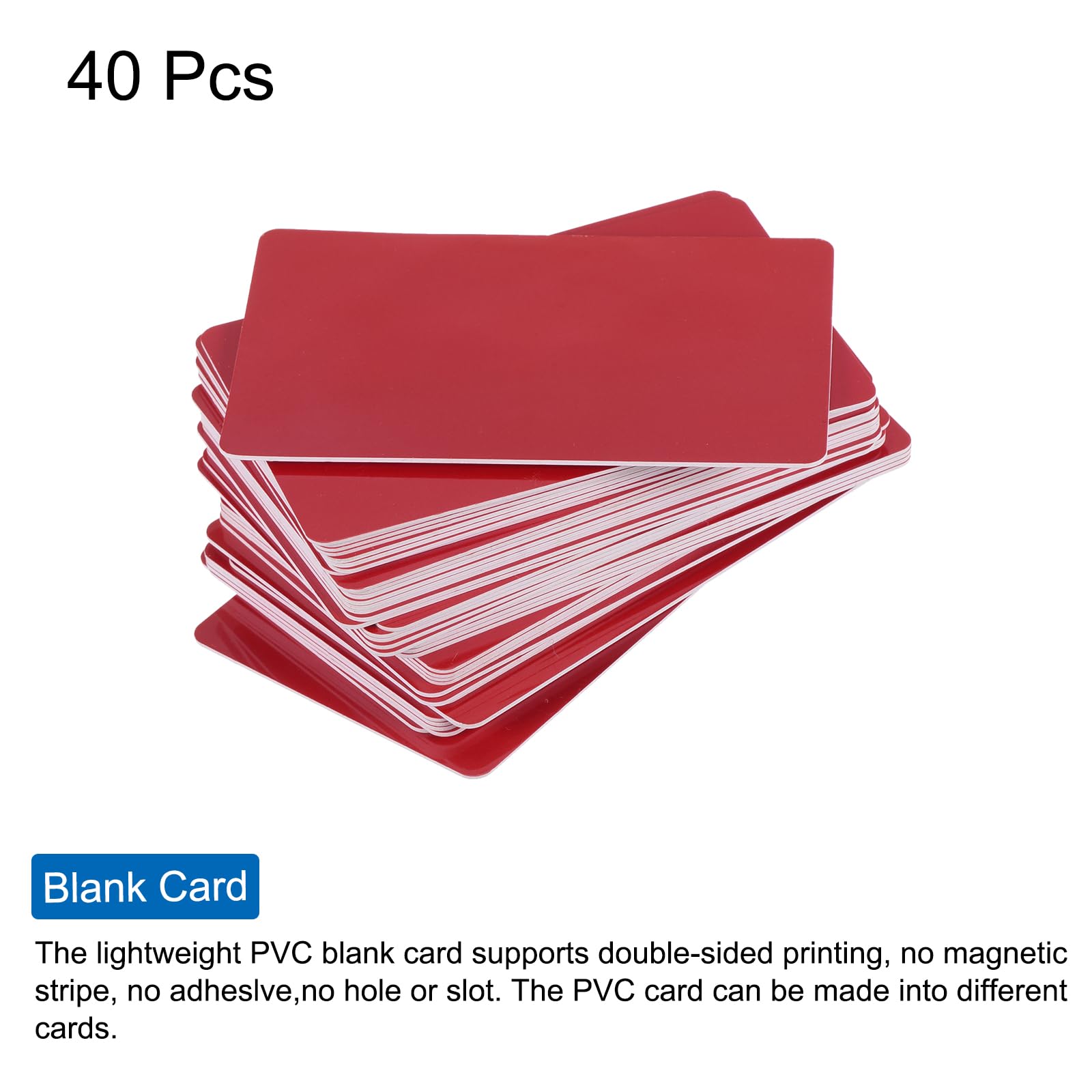 QUARKZMAN Lot 40 Cartes PVC Vierges Rouge Brillant – Imperméables Pour Badges, ID, Imprimante Badge & Projets Créatifs