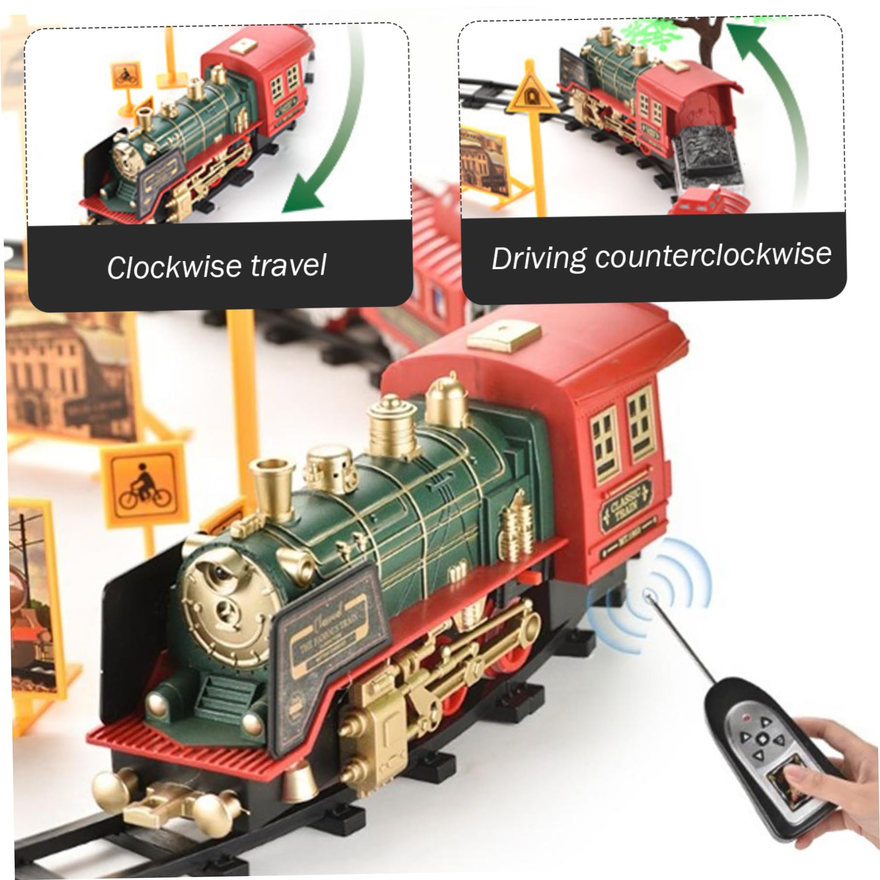 Gcroet Set di Treni di Natale Elettrico retrò a Vapore telecomandato Treno di Natale con luci e Suoni Set di Simulazione di 3 carrozze Regali per Bambini, Senza Batteria...