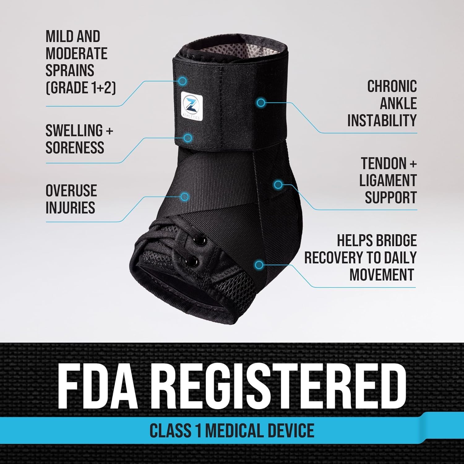 Zenith Ankle Brace, Lace Up ajustable apoyo – para correr, baloncesto,, de recuperación de lesiones esguinces. Tobillo Wrap para los hombres, las mujeres y los niños