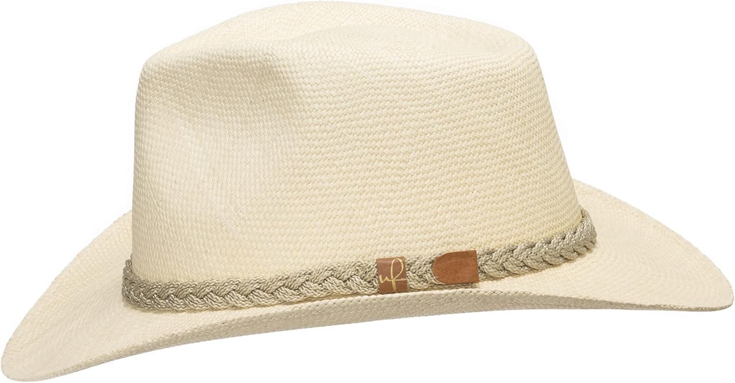 Authentic Aficionado Straw Panama Outback Safari Hat with Braided Hatband