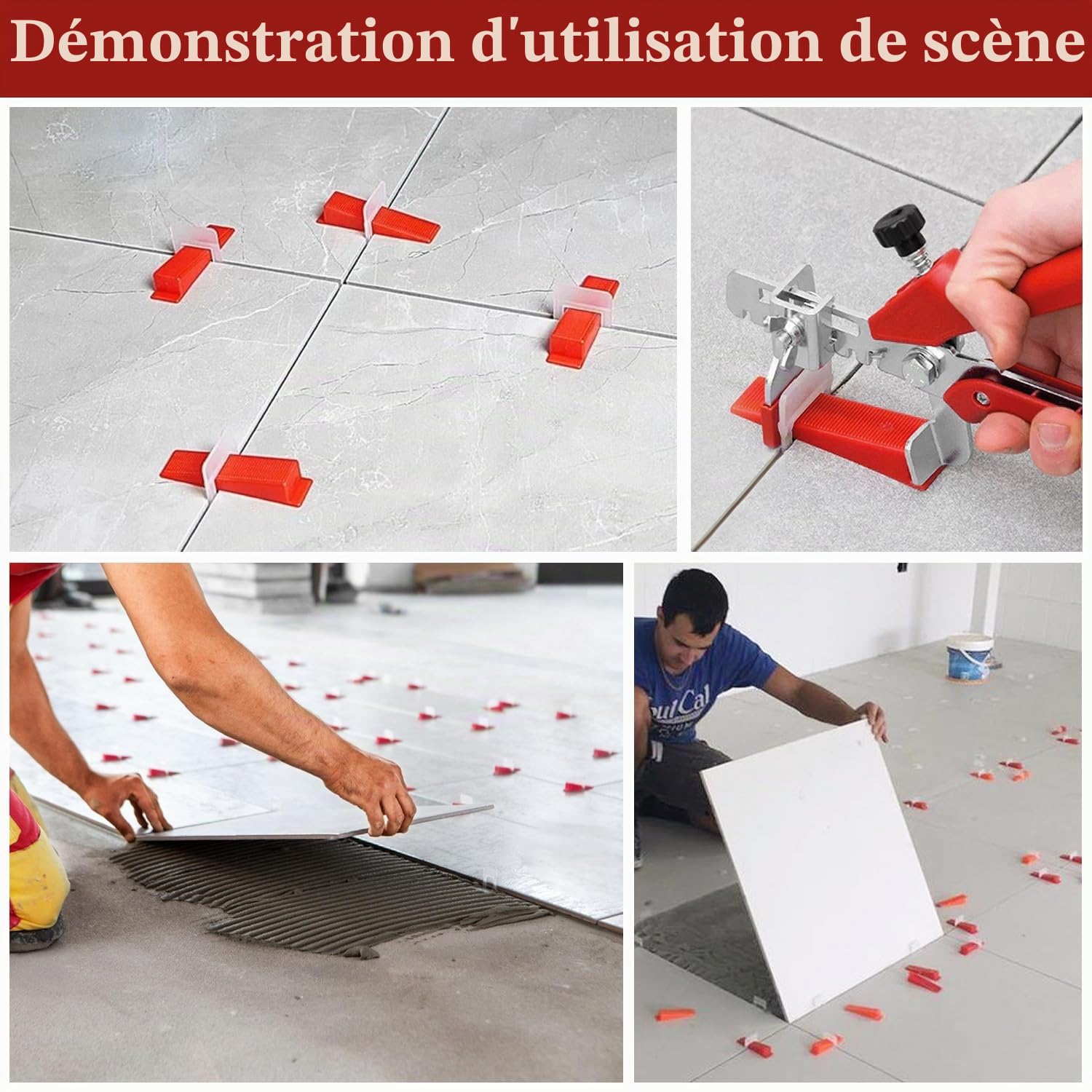 Kit de Nivellement Carrelage - 601 Pièces Croisillon Autonivelant avec Cales 1mm et Pince d'Insertion Pour la Pose de Carreaux Sol et Mur
