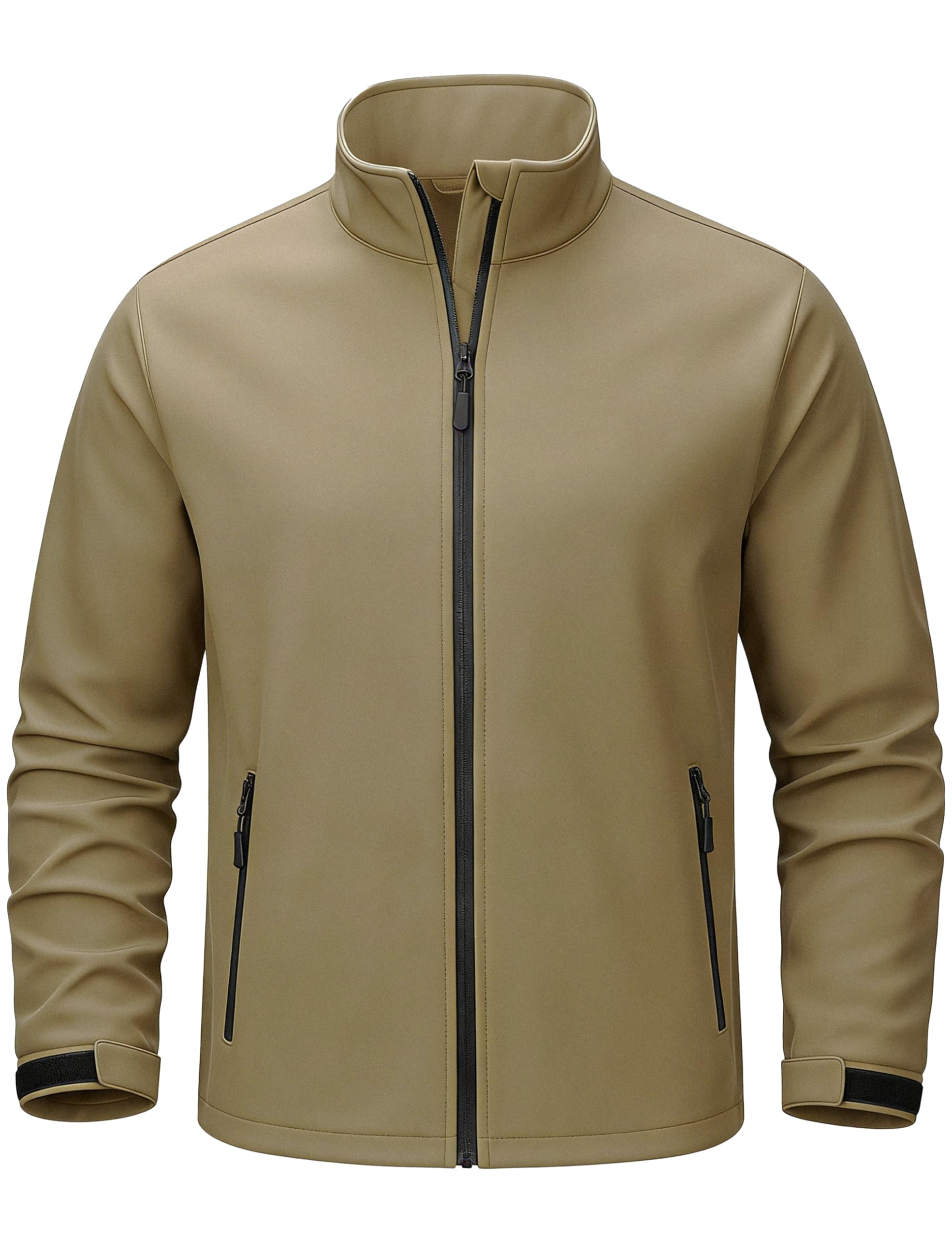 TACVASEN Men's Lightweight Softshell Jacket Waterproof Lightweight Fleece Lined Winter Coat with 4 Pockets Windbreaker