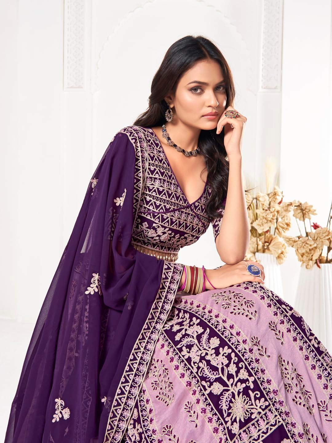 STELLACOUTURE Ready to Wear Lehenga Choli Set for Women, Designer Indian Traditional Wedding Navratri Party 335-O