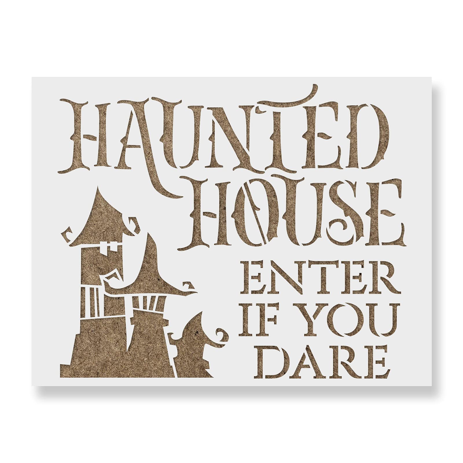 Haunted House Dare Stencil - Reusable Stencils for Painting - Create DIY Haunted House Dare Crafts and Projects