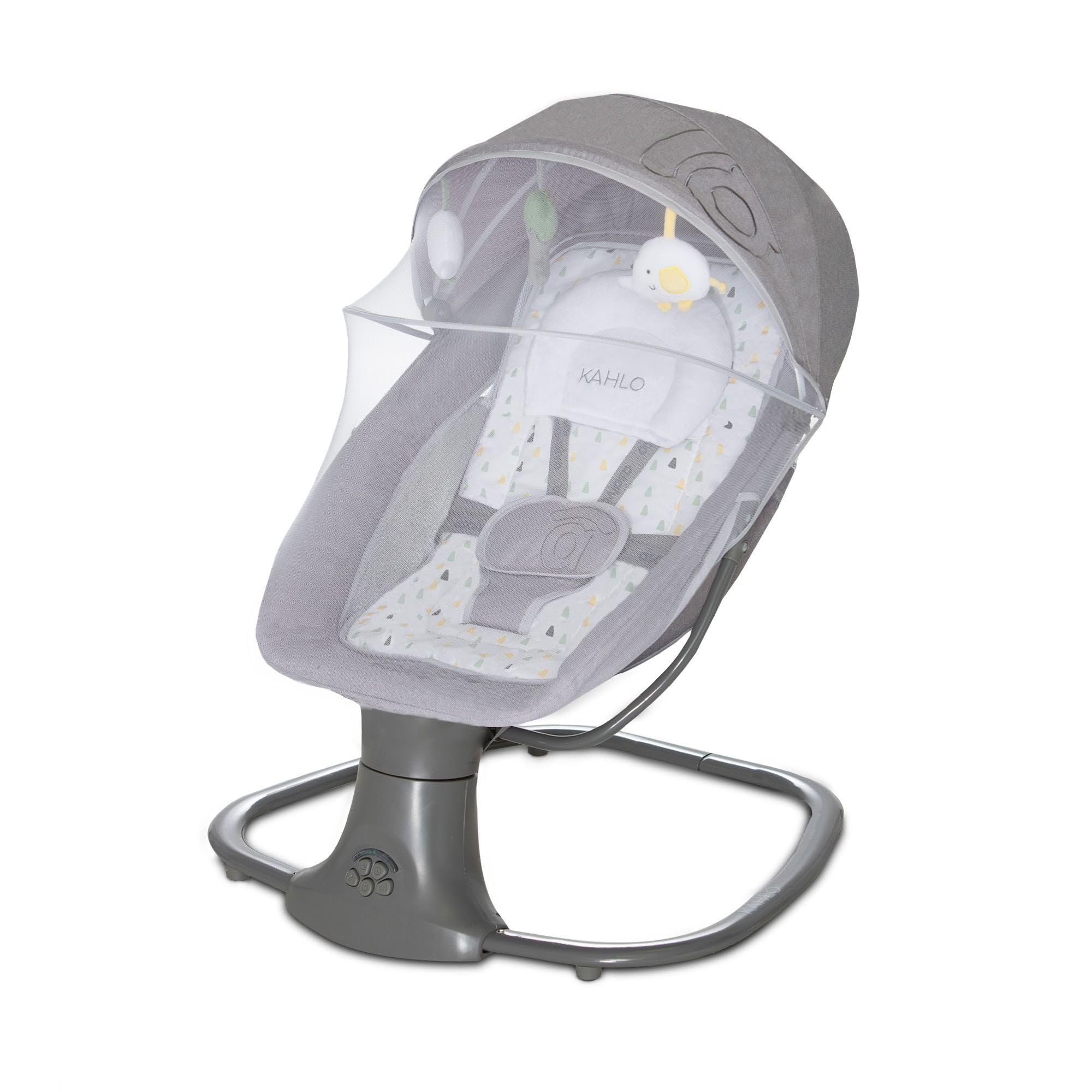Amaca a dondolo con musica Bluetooth oscillazione automatica 5 livelli tettuccio zanzariera giocattolo poggiatesta 0 mesi 9 kg tessuto lavabile