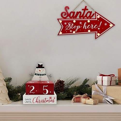 Miniatura 4 de Muñeco de nieve de Navidad con cuenta regresiva de 99 días, calendario de Adviento días hasta Navidad, cuenta regresiva, vintage, bloque rústico,