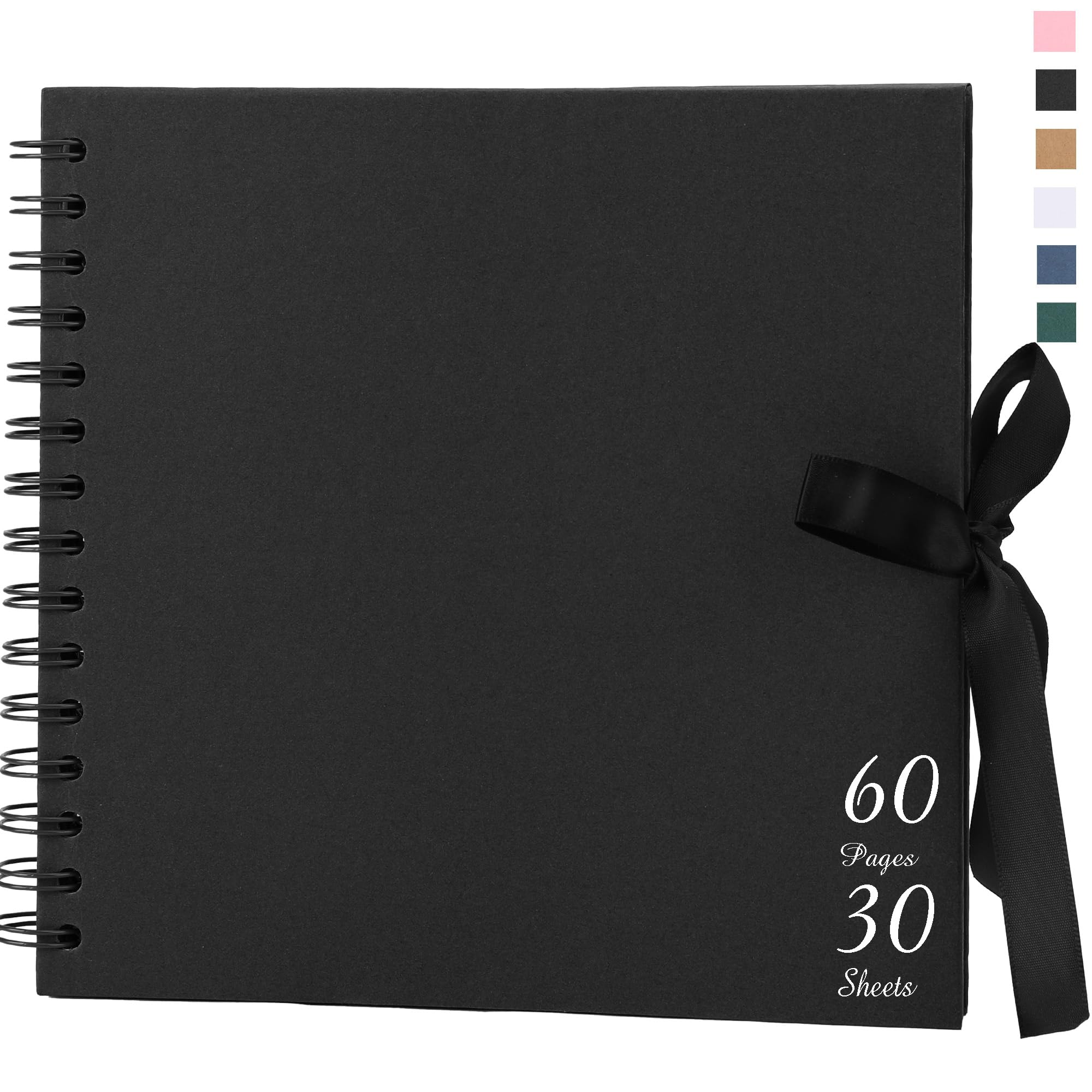 Scrapbook-Album mit 60 Seiten dickem Kraftpapier, 20,3 x 20,3 cm, schwarzes DIY-Fotobuch, kleines Erinnerungsbuch mit Fotoecken für Baby, Familie, Liebhaber, Haustiere