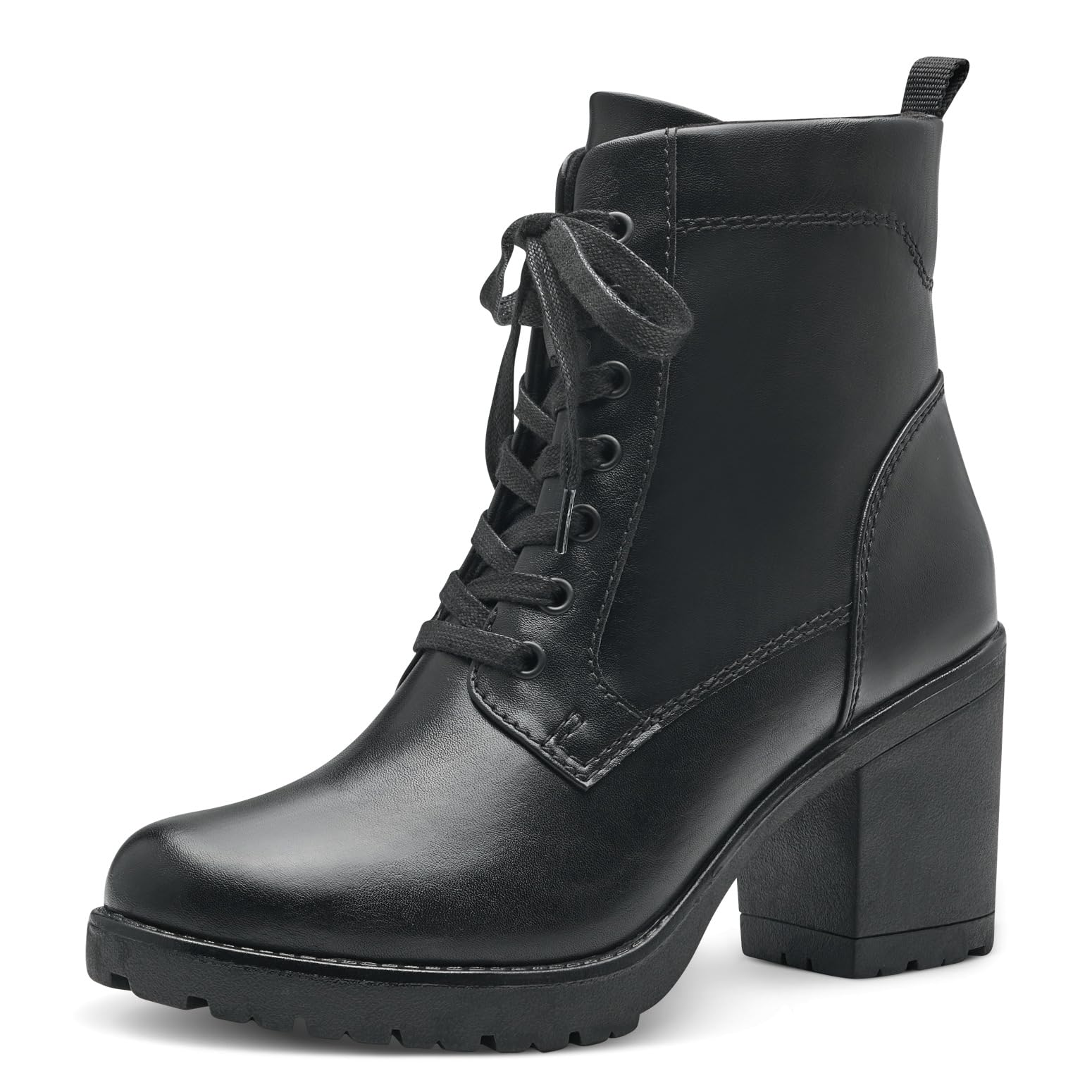 MARCO TOZZI Women's 2-25204-41 Lace Boot Heel, Black, 7.5