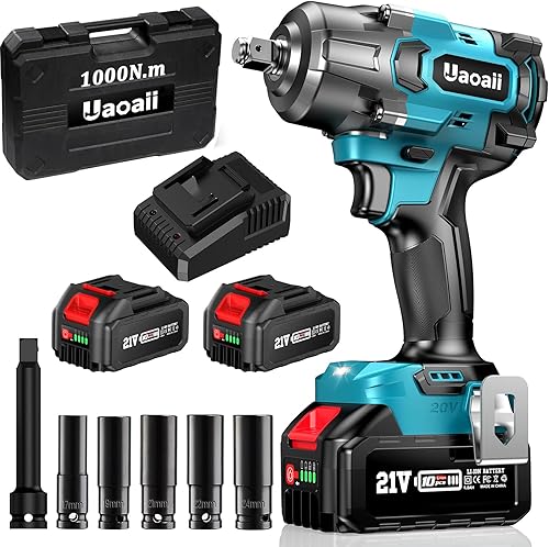 Miniatura 9 de IW810 - Llave de impacto inalámbrica de 1300 Nm (960 pies-libras), pistola de impacto de 12 batería con 2 baterías de 5.0 Ah, 5 enchufes y caja de