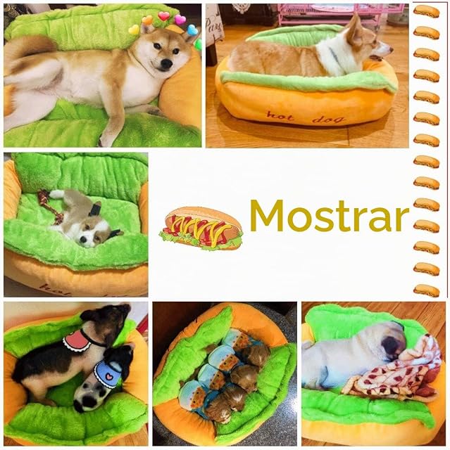 Foto 7 de 8 de PAPIEEED Hotdog - Cama para perros y mascotas, cama cálida para perros, nido de gato, lavable, tapete…