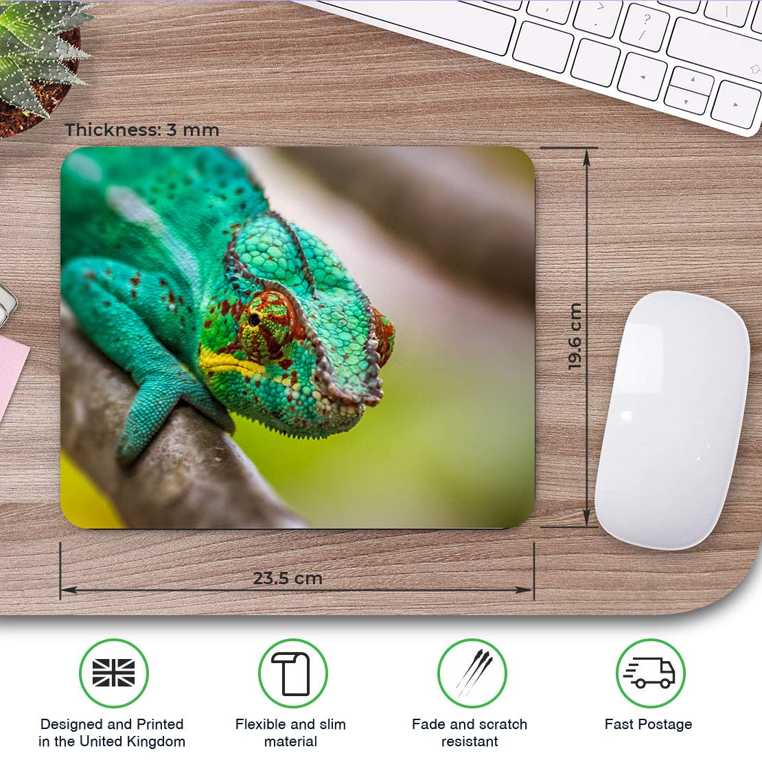 Confortable Tapis De Souris - Lézard Caméléon Panthère 23,5 X 19,6 Cm (9,3 X 7,7 Pouces) Pour Les Ordinateurs Et Ordinateurs Portables, De Bureau, Cadeaux, Base Antidérapante - RM12644
