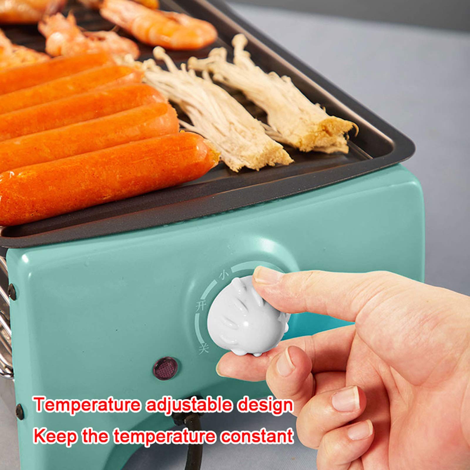 Barbecue Griglia a Carbone Portable 2 in 1 Griglia coreana Bbq Grill Elettrico Griglia regolabile per la temperatura regolabile con takeware antiaderente e 6 paddle Facile da pulire per 1-8 persone Ut