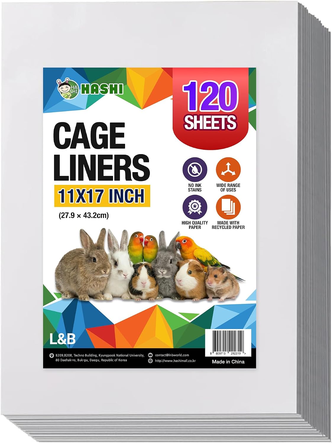 HA SHI Bird Cage Liners 11 x 17 Inches 120 Sheets - Unprinted Acid Free Absorbent Disposable Paper Liners for Parrot Cockatiel Conure Budgie and Lovebird Cages