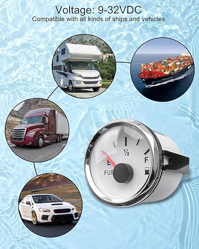 Miniatura 4 de Medidor de nivel de combustible de barco blanco 73-10 ohmios (vacío completo) para automóvil marino, RV, yate, motocicleta, automóvil, 2.047 in,