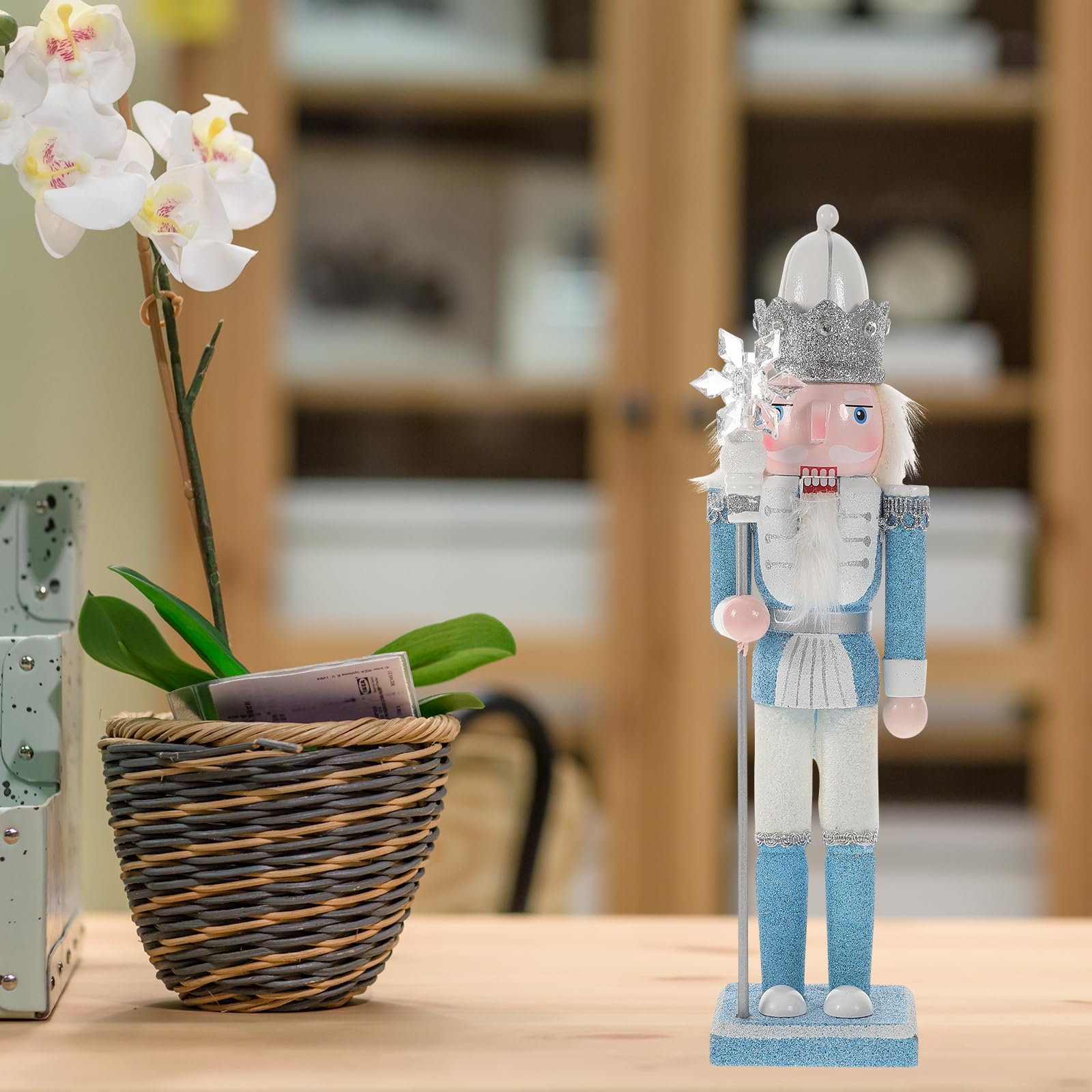 VANZACK 17 Inch Wooden Nutcracker Decor- Traditional Christmas Nutcracker Figure - Festive Home Decor Decorative Nutcracker Soldier for Holiday Display and Seasonal Decoration