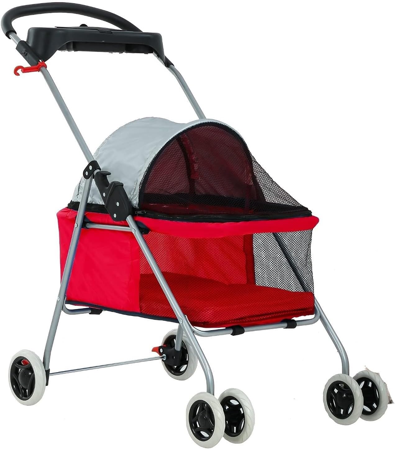 Stroller for Cats Dog Stroller Pet Stroller for Medium Small Dogs 4 Wheels Folding Portable Cat Dog Stroller with Cup Holders Removable Liner Pet Carrier Strolling Cart(A)