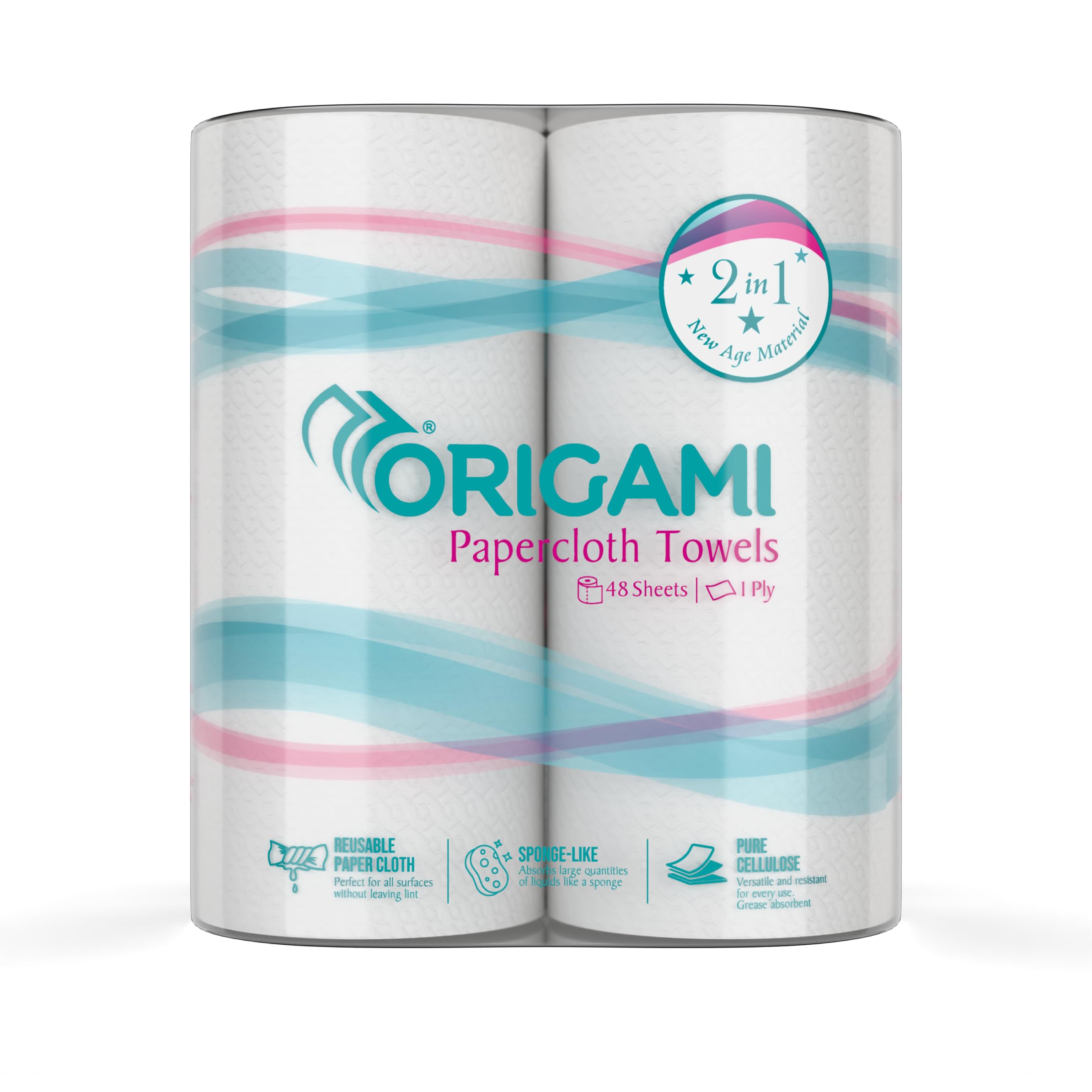 Origami 1 Ply Highly Absorbent & Reusable Paper Cloth Kitchen Towel - Pack of 2 (48 Pulls Per Roll, 96 Sheets)-image-14