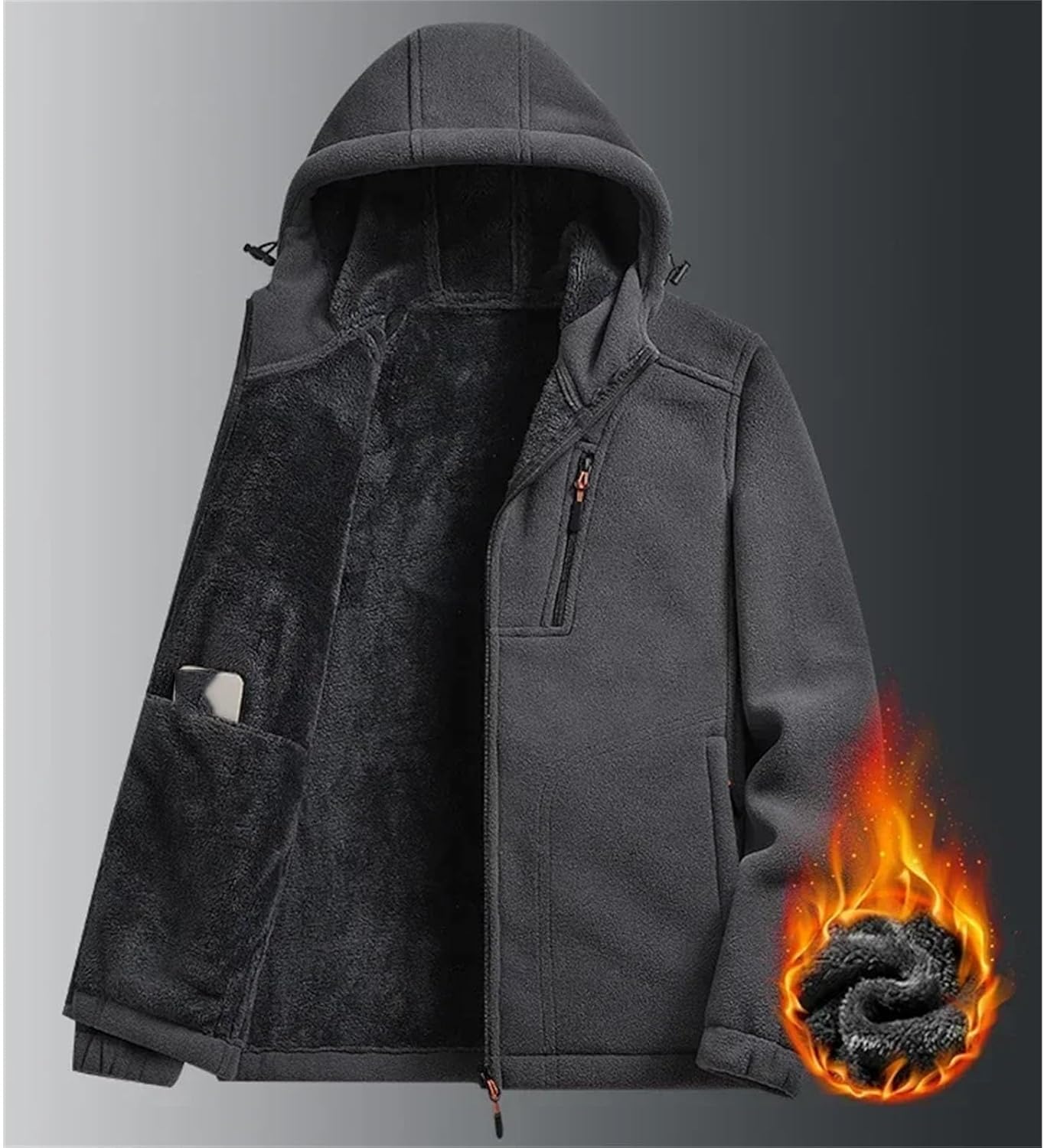 Men's Hoodie Fleece Warm Windbreakers Winter Camping Hiking Jackets Tactical Soft Polar Coats