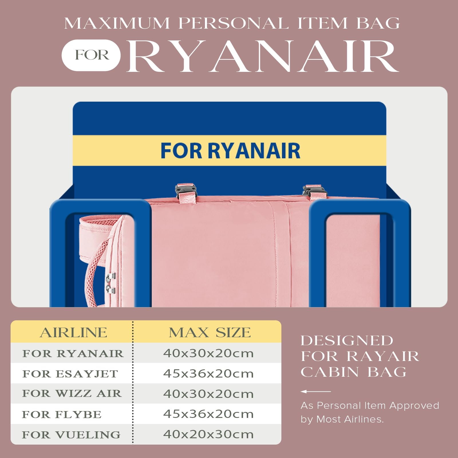 Hayayu Borse Da Cabina Per Ryanair 40x30x20 Bagaglio A Mano Zaini Borsa Zaino Da Viaggio Il Sedile Zaino Per Ryanair Bagaglio A Mano Borsa Cabina Travel Viaggio Casual Daypack