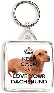 Keep Calm and Love Your Dachshund - Square Keyring