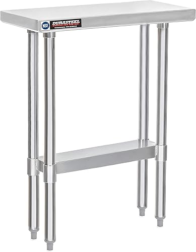 Miniatura 39 de DuraSteel 24x12 Pequeña Mesa de Acero Inoxidable - NSF Metal Angosta Comercial para Preparación de Alimentos, Mesa de Trabajo Lateral con Estante
