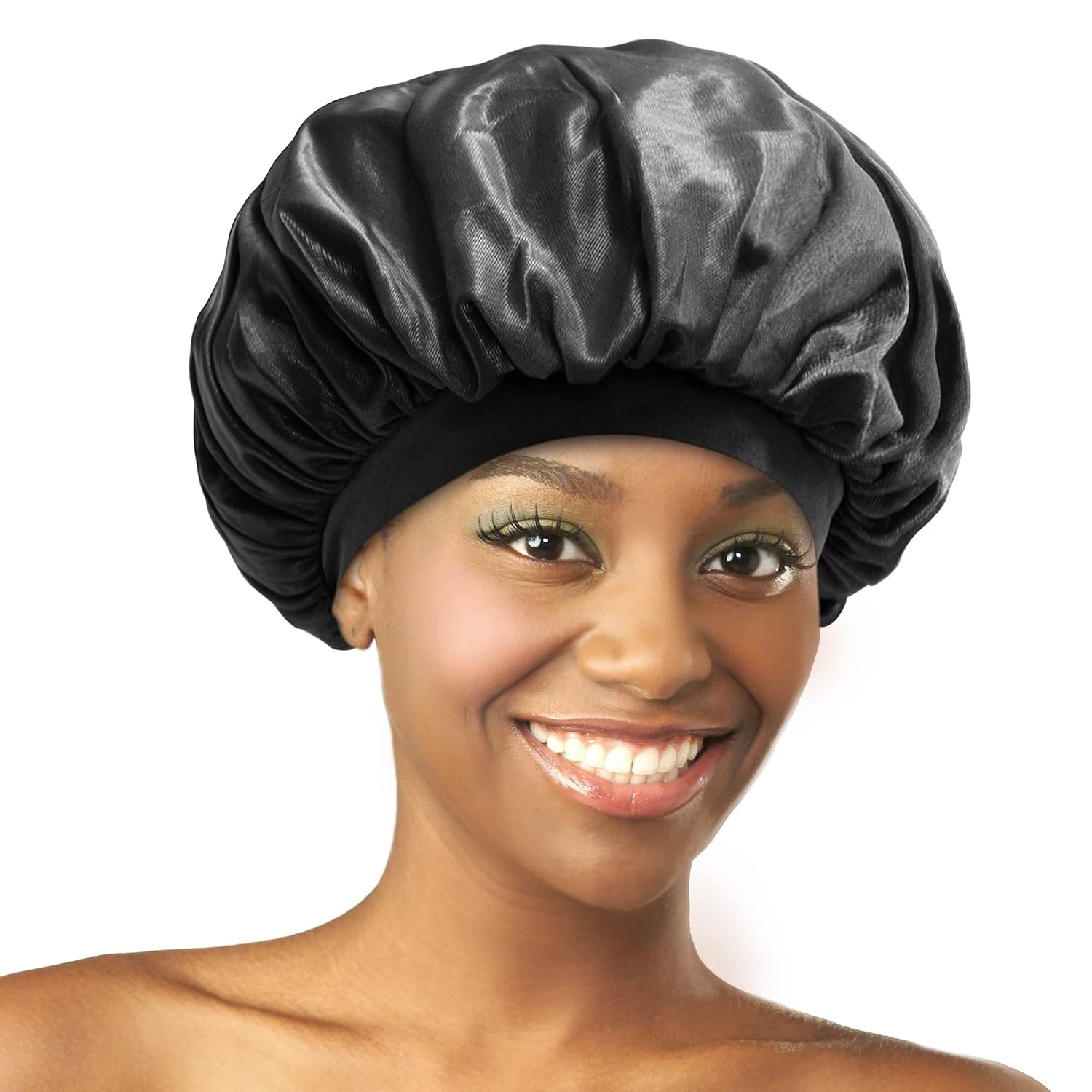 Donna Oil Treated Sleep Bonnet, Black Bonnet, 1pc Women’s Sleep Cap Elastic Band Bonnet Purple Color