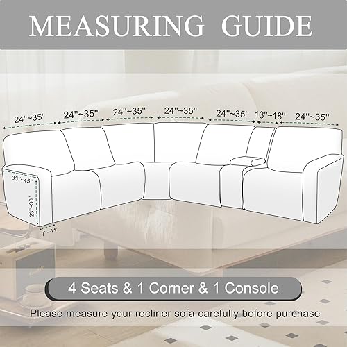 Miniatura 3 de HDCAXKJ Fundas para sofá modular reclinable, de terciopelo en forma de L, lavable, elástica, suave, con parte inferior elástica antideslizante (5